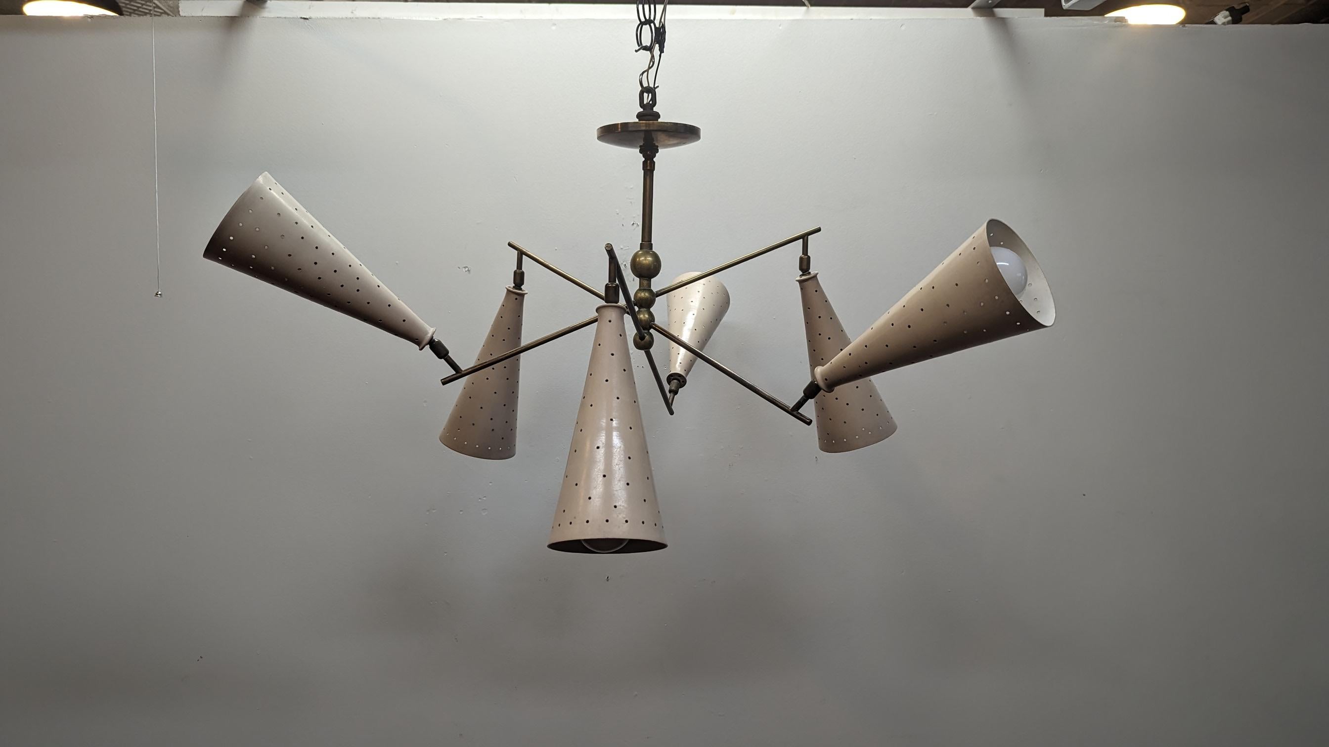 Mid Century Modern Articulating Counter Balance Chandelier  In Good Condition For Sale In New York, NY