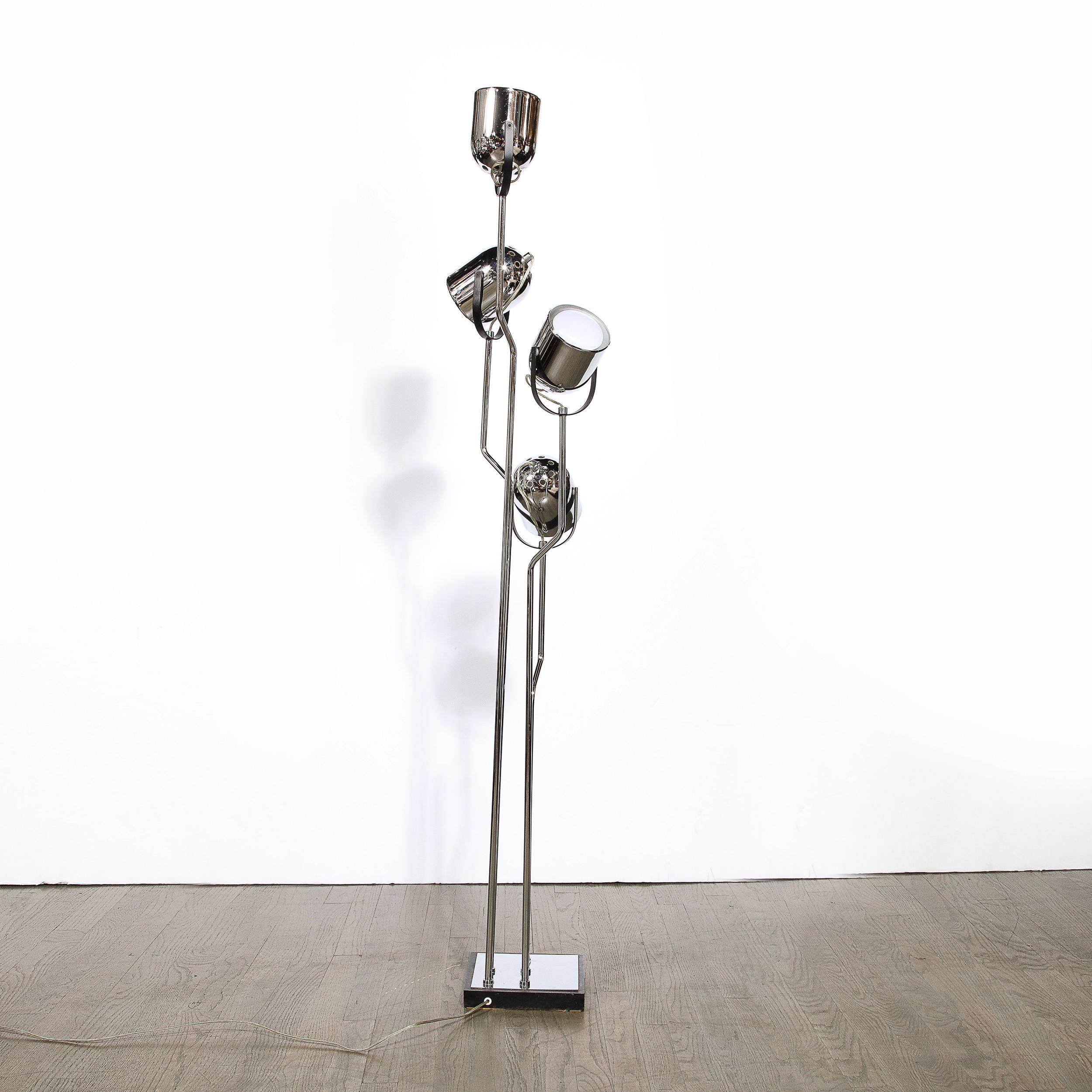 Mid-Century Modern Articulating Floor Lamp in Chrome & Black Enamel 5