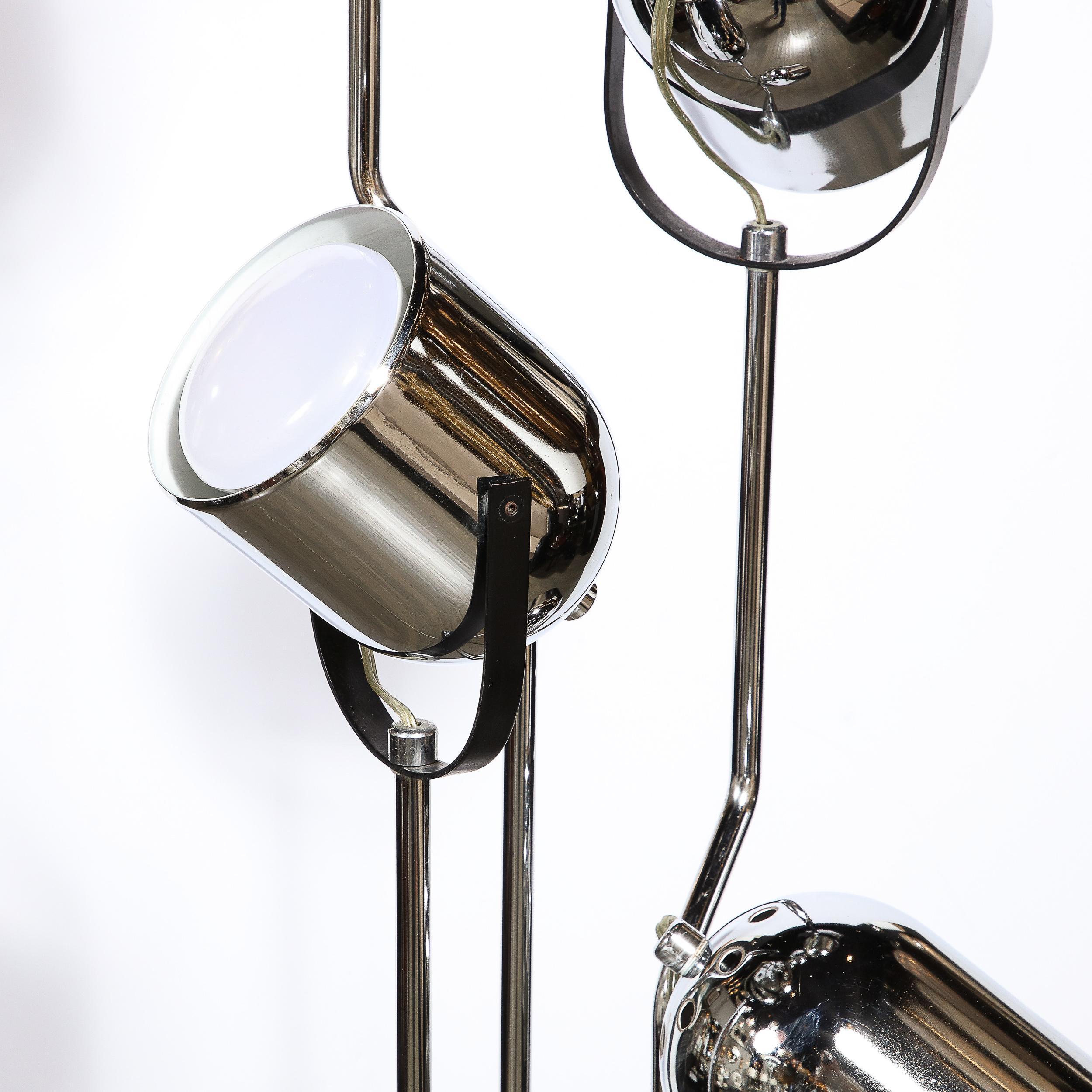 Mid-Century Modern Articulating Floor Lamp in Chrome & Black Enamel In Good Condition In New York, NY