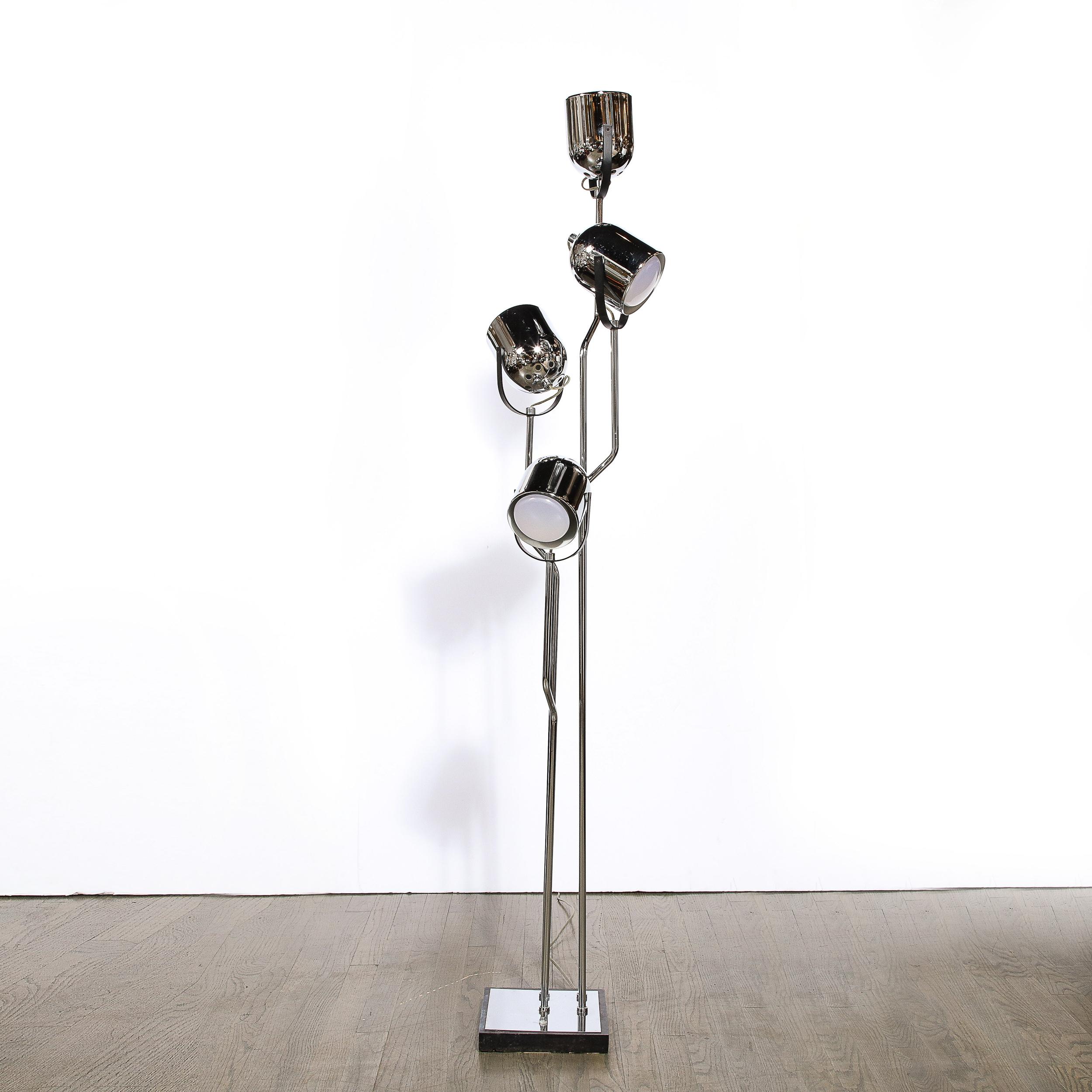 Mid-Century Modern Articulating Floor Lamp in Chrome & Black Enamel 2