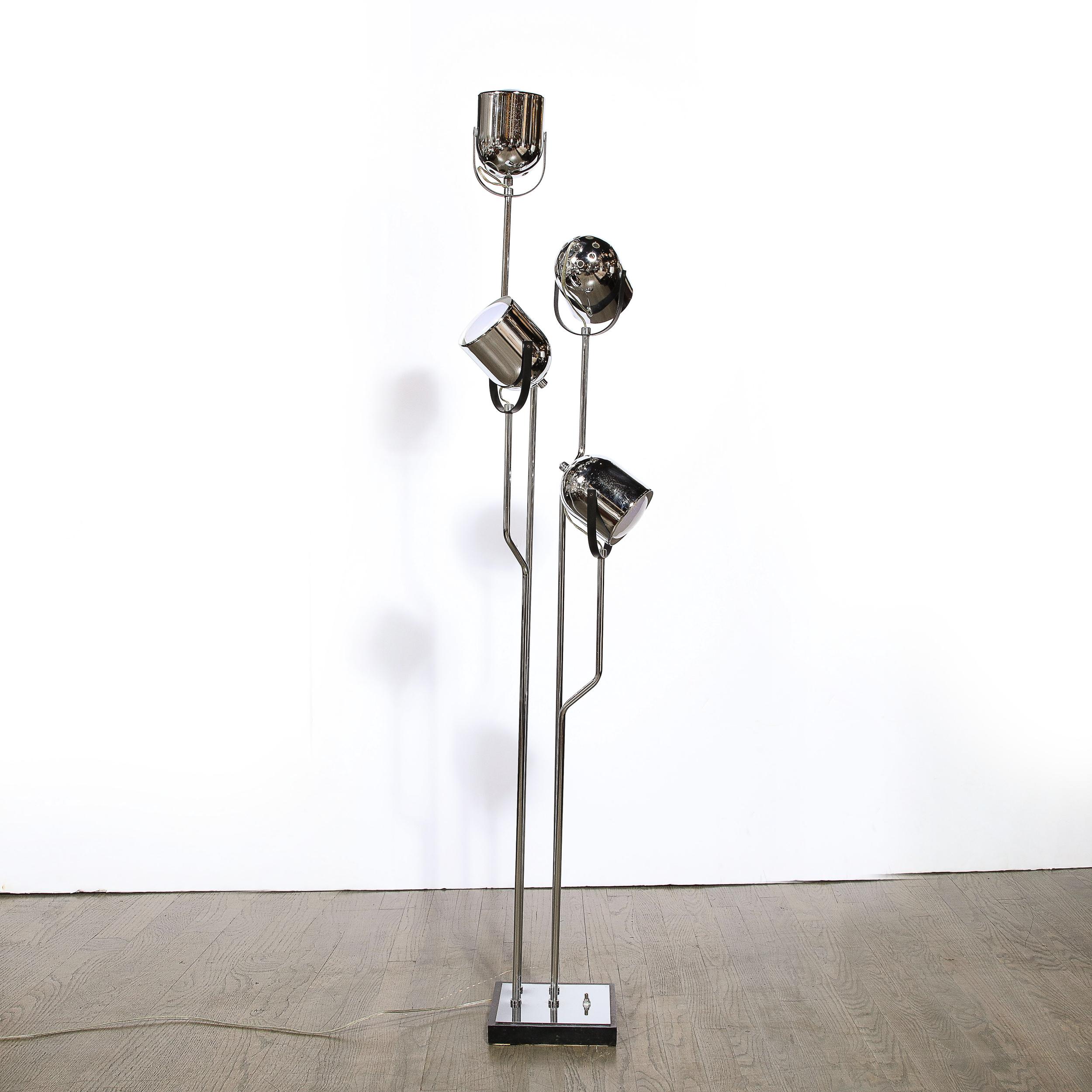 Mid-Century Modern Articulating Floor Lamp in Chrome & Black Enamel 4