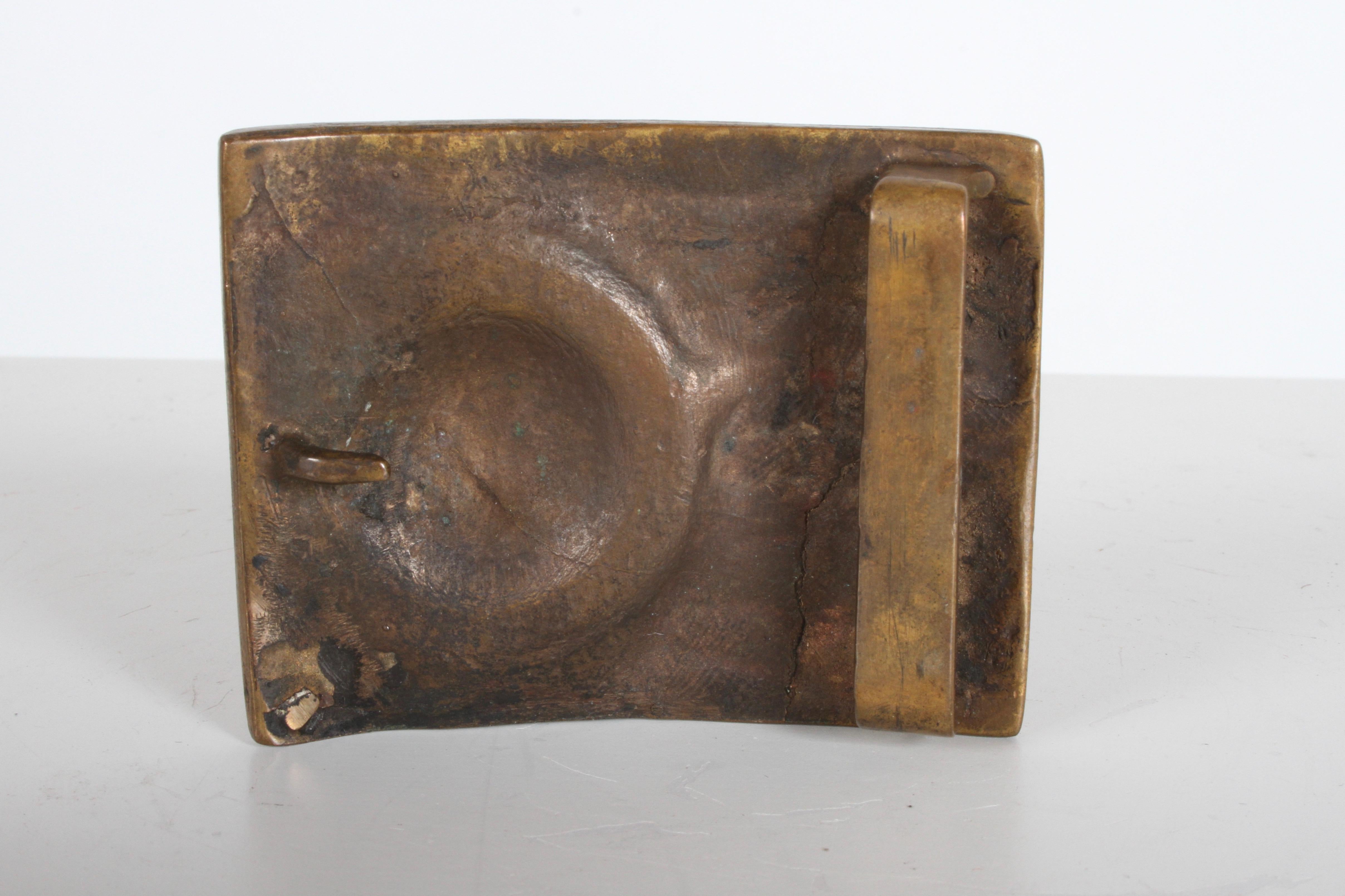 Mid-Century Modern Artisan Made Bronze Belt Buckle Abstract In Good Condition In St. Louis, MO