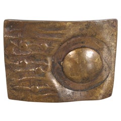 Vintage Mid-Century Modern Artisan Made Bronze Belt Buckle Abstract