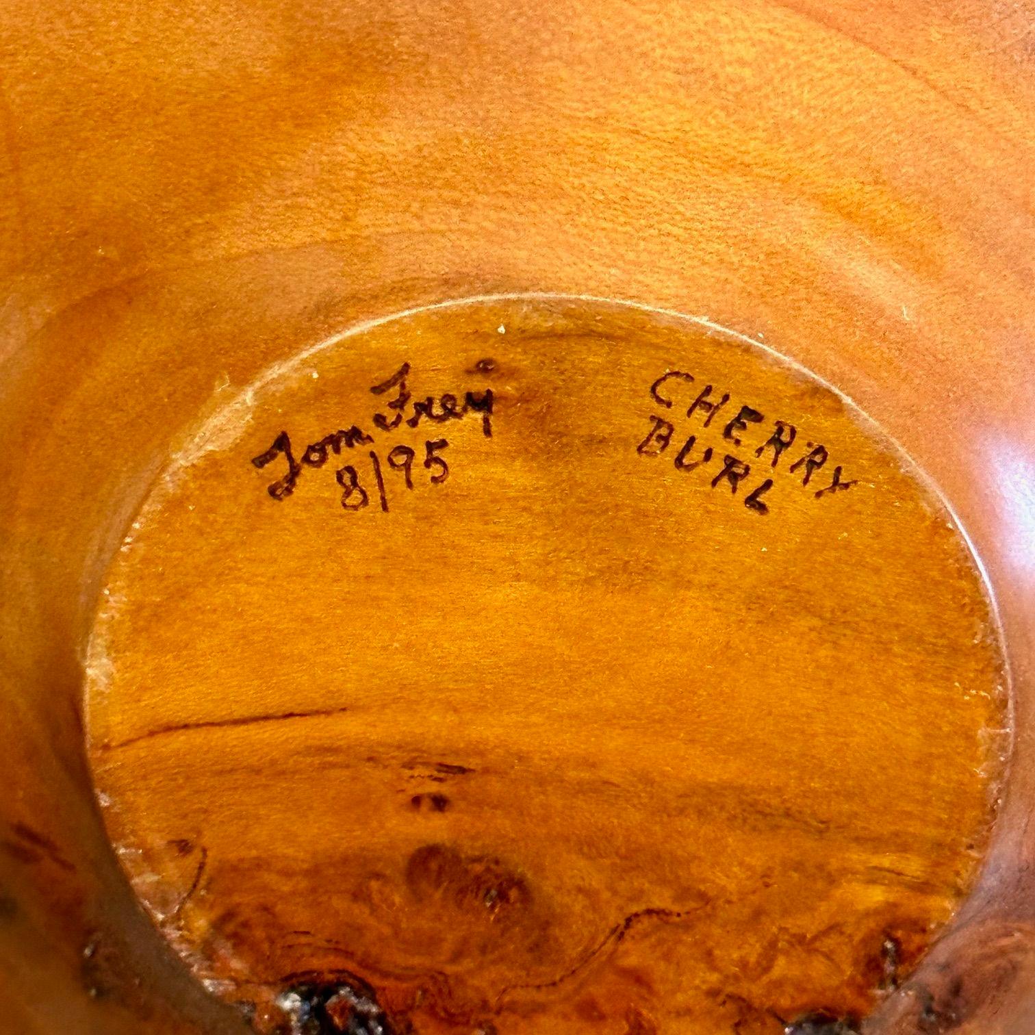 Mid-Century Modern Artisan Studio Made Bowl / Vessel, Cherry Burl, Signed For Sale 3