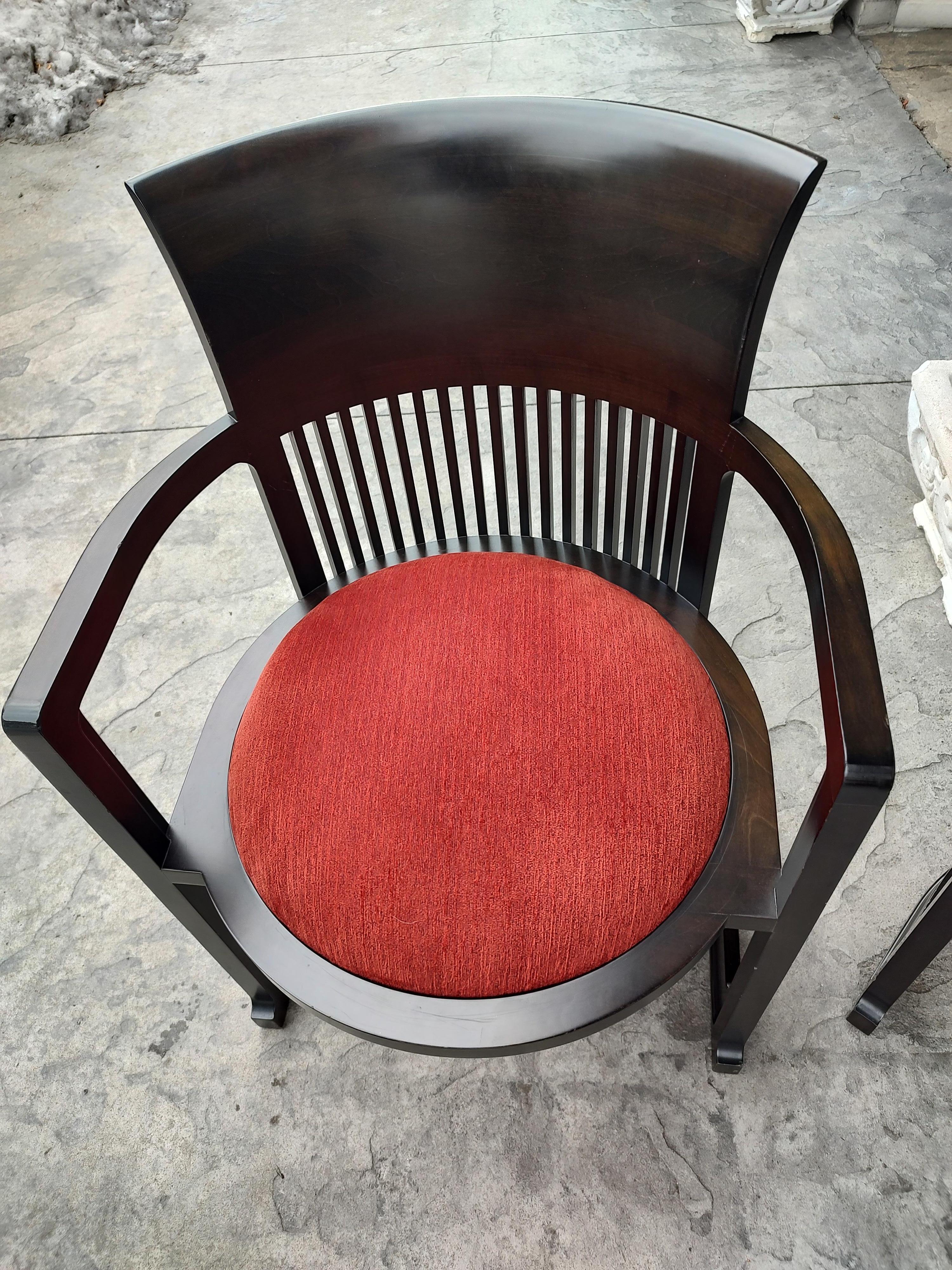 Mid-Century Modern Arts & Crafts Set of 4 Frank Lloyd Wright Chairs by Cassina For Sale 4