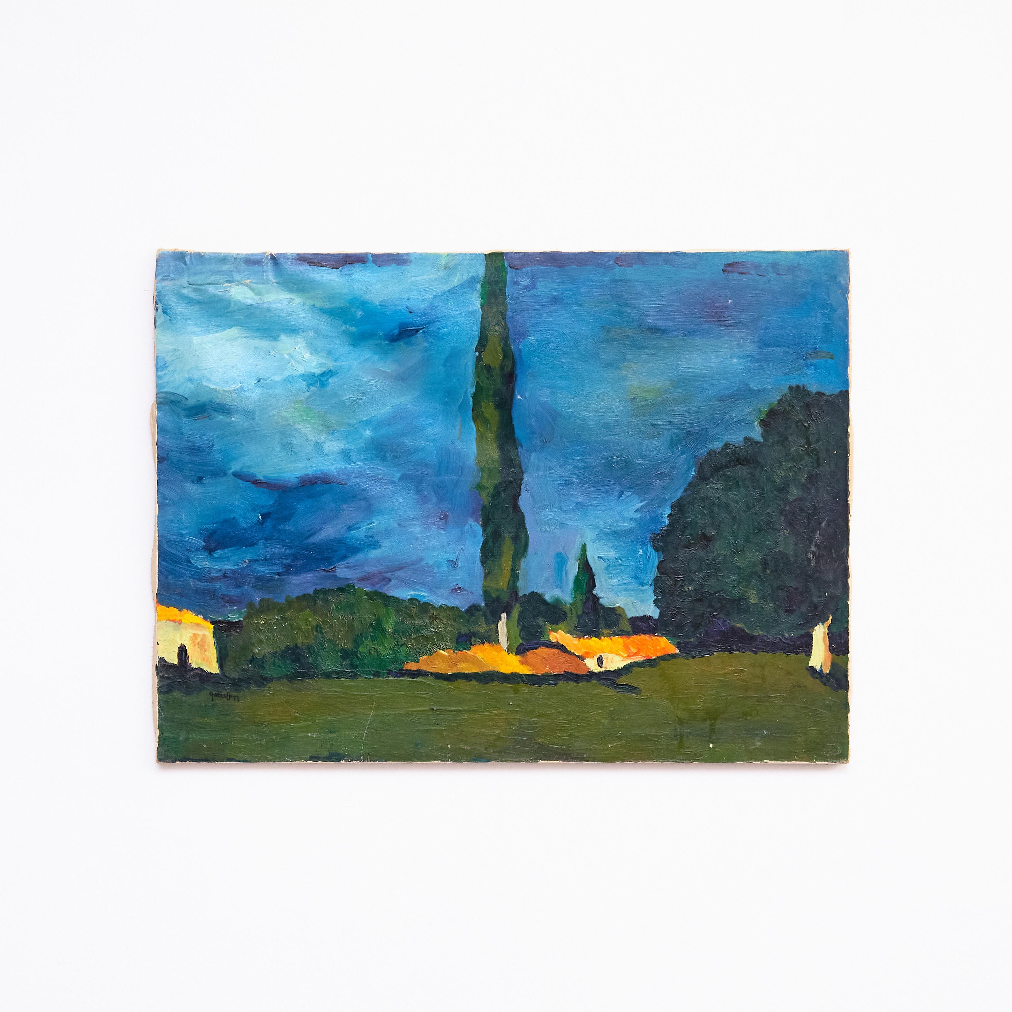 Obra de arte moderno de mediados de siglo Pintura, hacia 1977 Moderno en venta