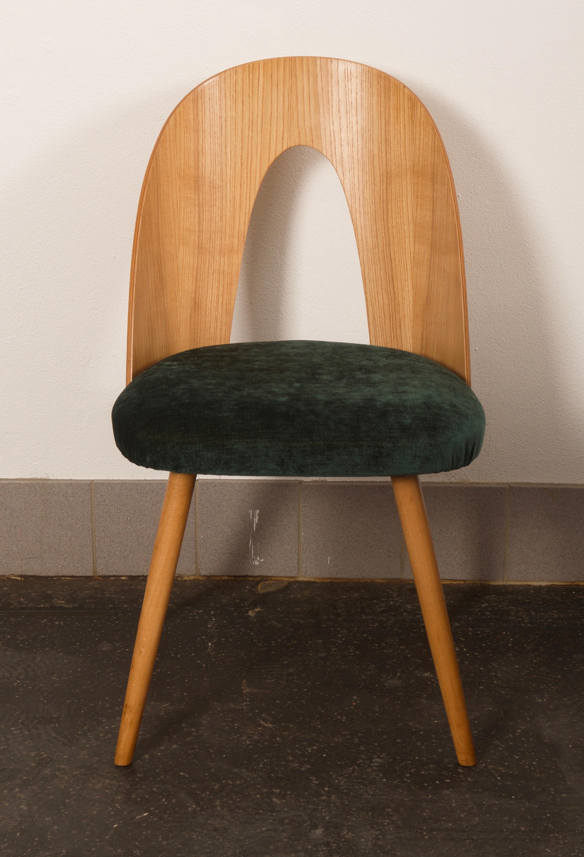 Tissu d'ameublement Chaise de salle à manger en frêne de style mi-siècle moderne par Antonin Suman pour Tatra en vente