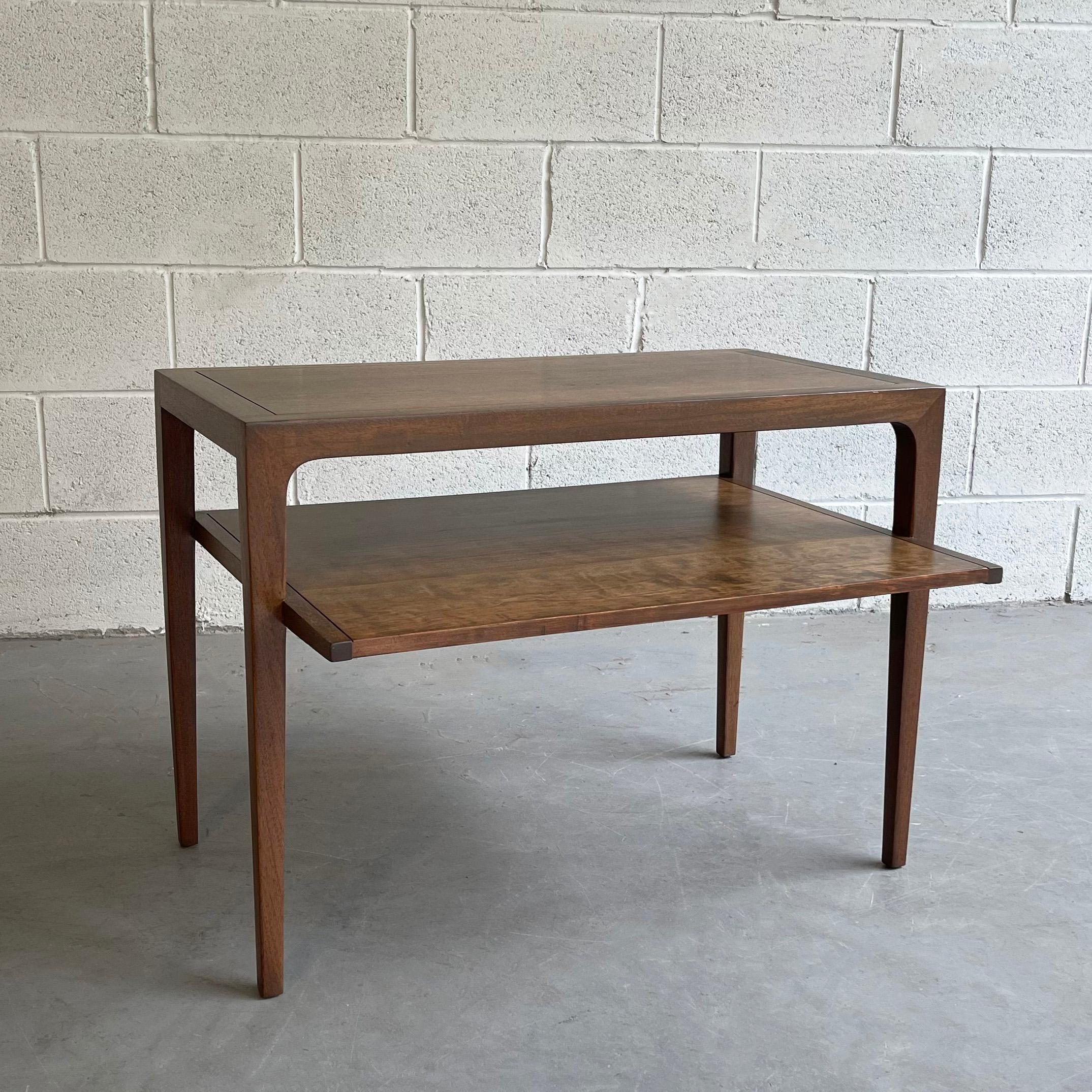 Versatile, Mid-Century Modern, ash side table by John Van Koert for Drexel Counterpoint features a protruding lower level at 15.75 inches ht.