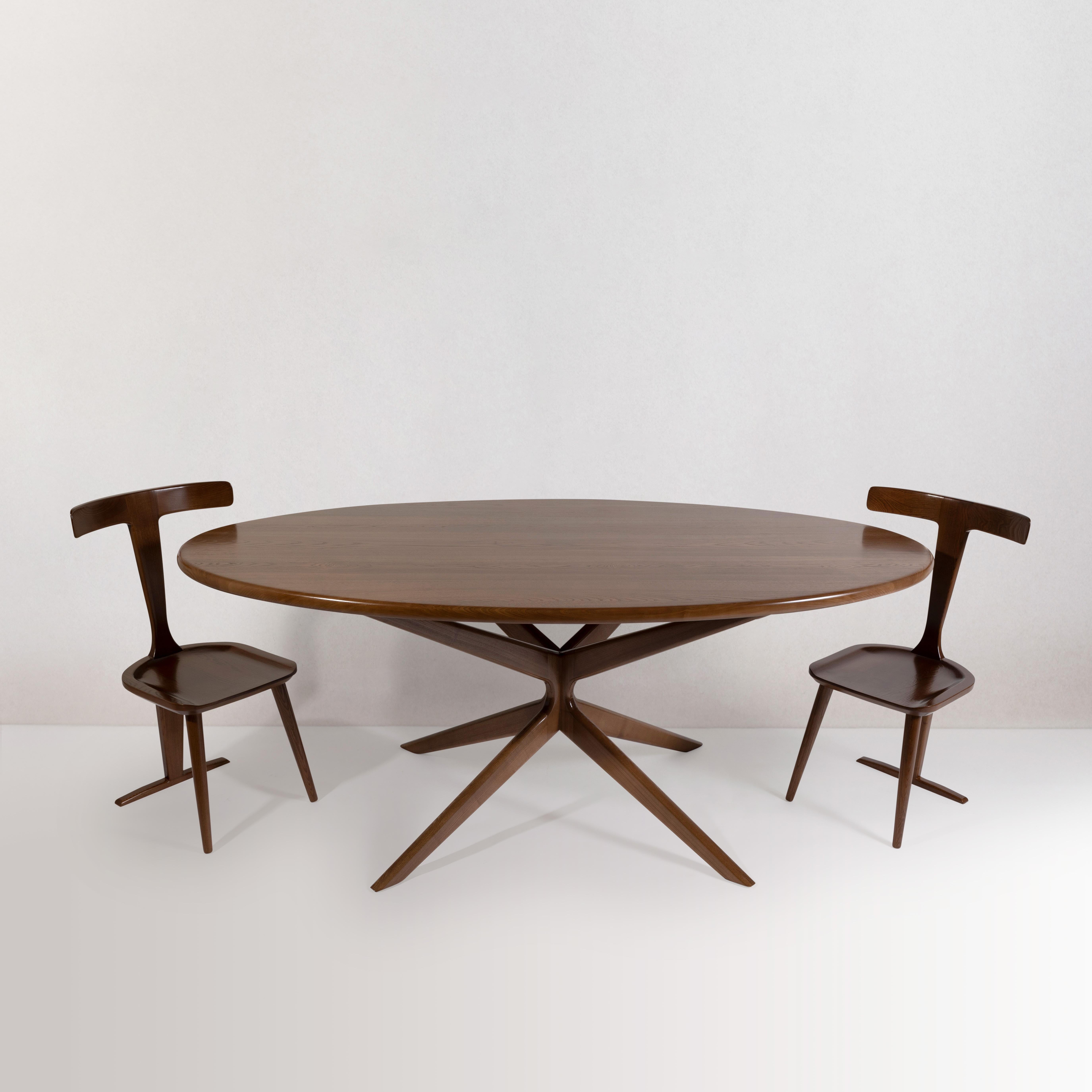 Mid-Century Modern Ash Solid Wood Anvil Brown Dining Table In New Condition For Sale In Naperville, IL