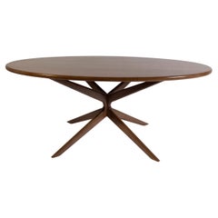Mid-Century Modern Ash Solid Wood Anvil Brown Dining Table