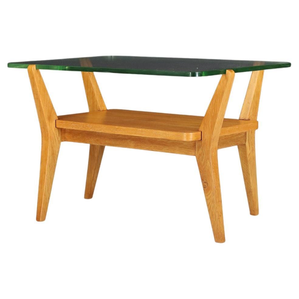 Moderner Couchtisch aus Eschenholz und Glas aus der Mitte des Jahrhunderts, Praque, 1950er Jahre im Angebot