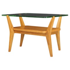 Table basse en frêne et verre moderne du milieu du siècle dernier, Praque, années 1950