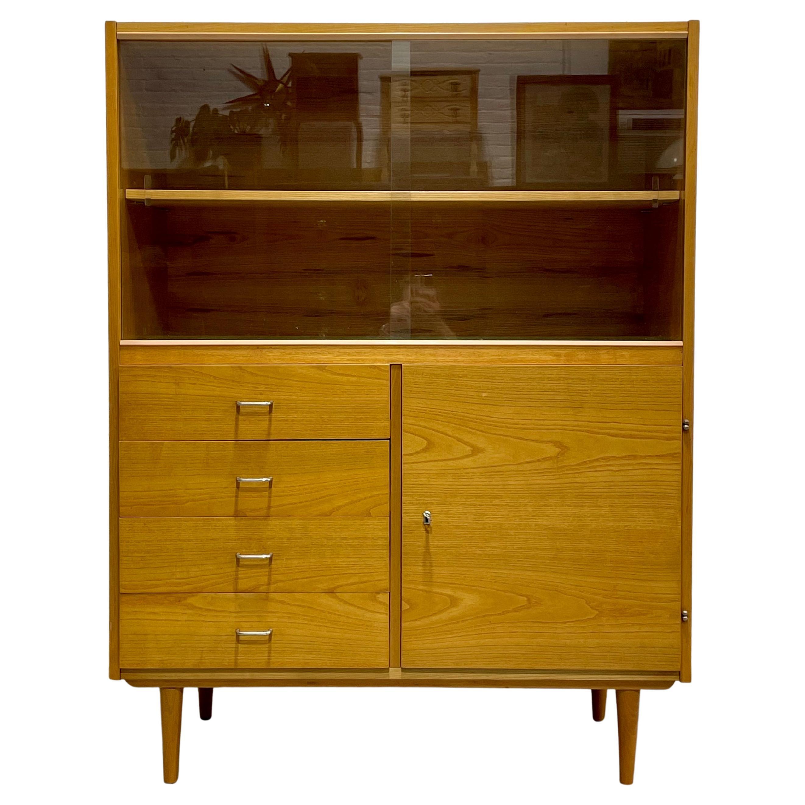 Mid Century Modern Ashwood Bookcase / China Cabinet, c. 1960’s
