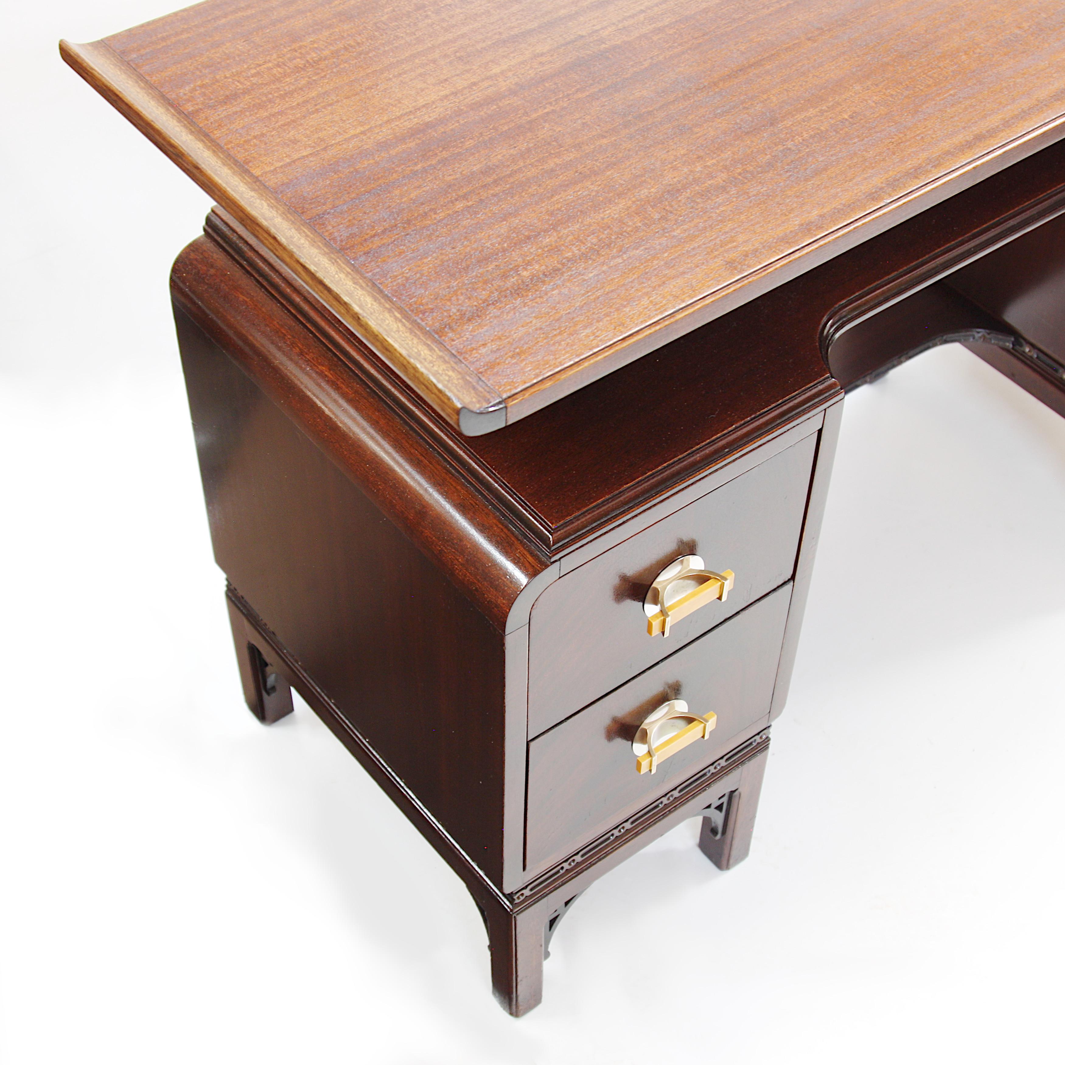 Mid-Century Modern Asian-Influenced Pagoda Desk by The Northern Furniture Co. For Sale 2