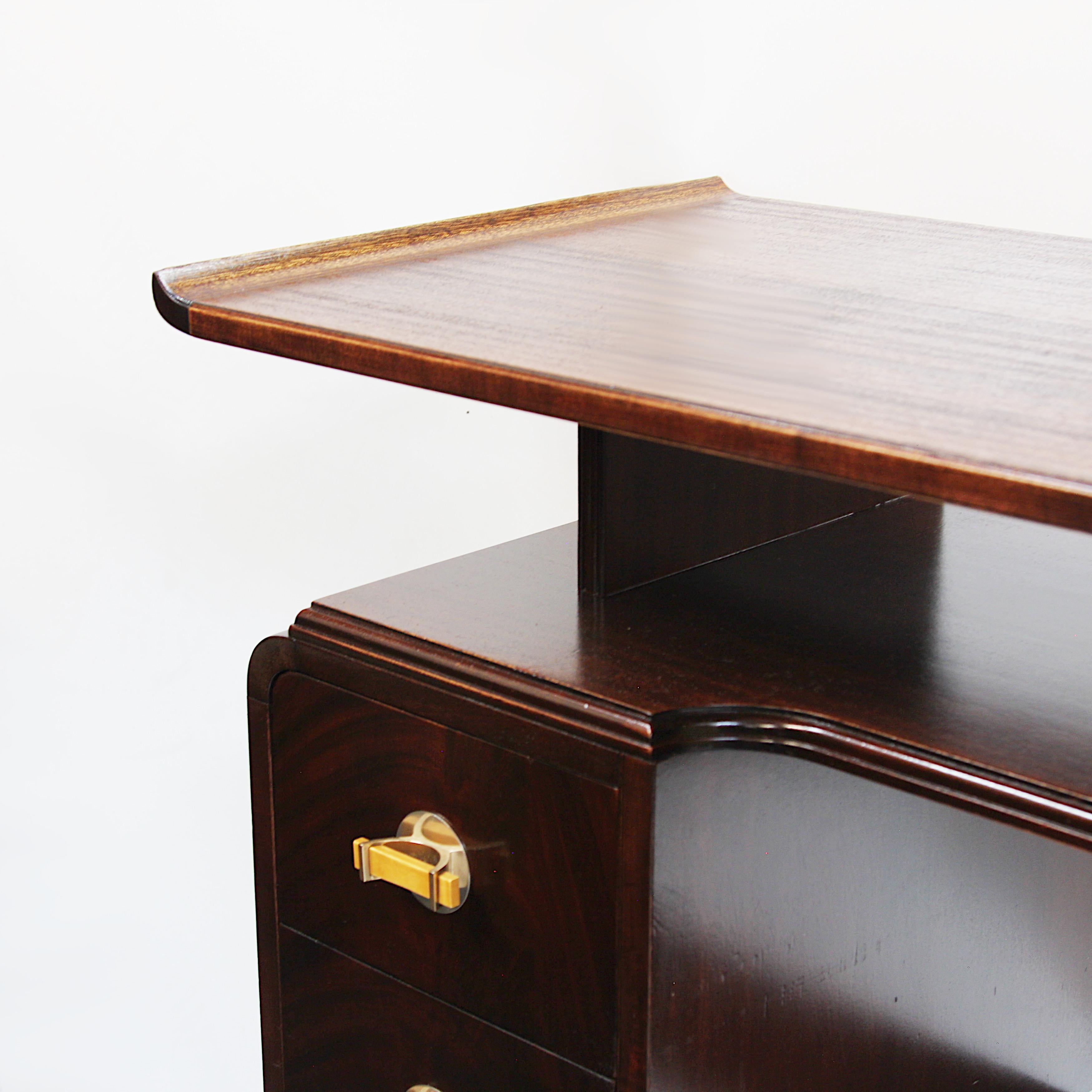 American Mid-Century Modern Asian-Influenced Pagoda Desk by The Northern Furniture Co. For Sale