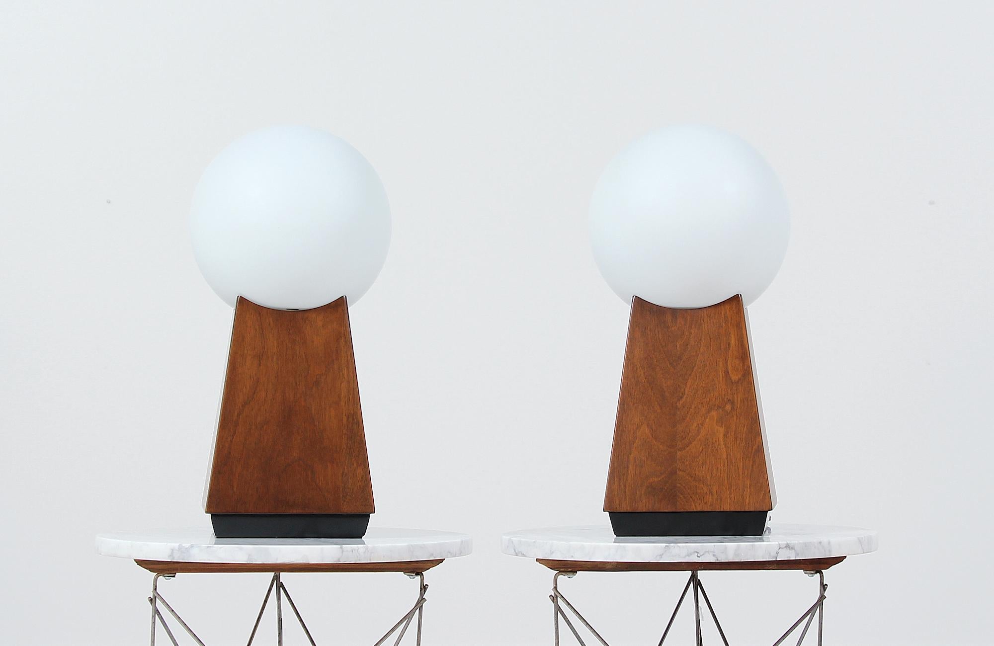 Mid-20th Century Mid-Century Modern Asymmetrical Table Lamps with Frosted Globes
