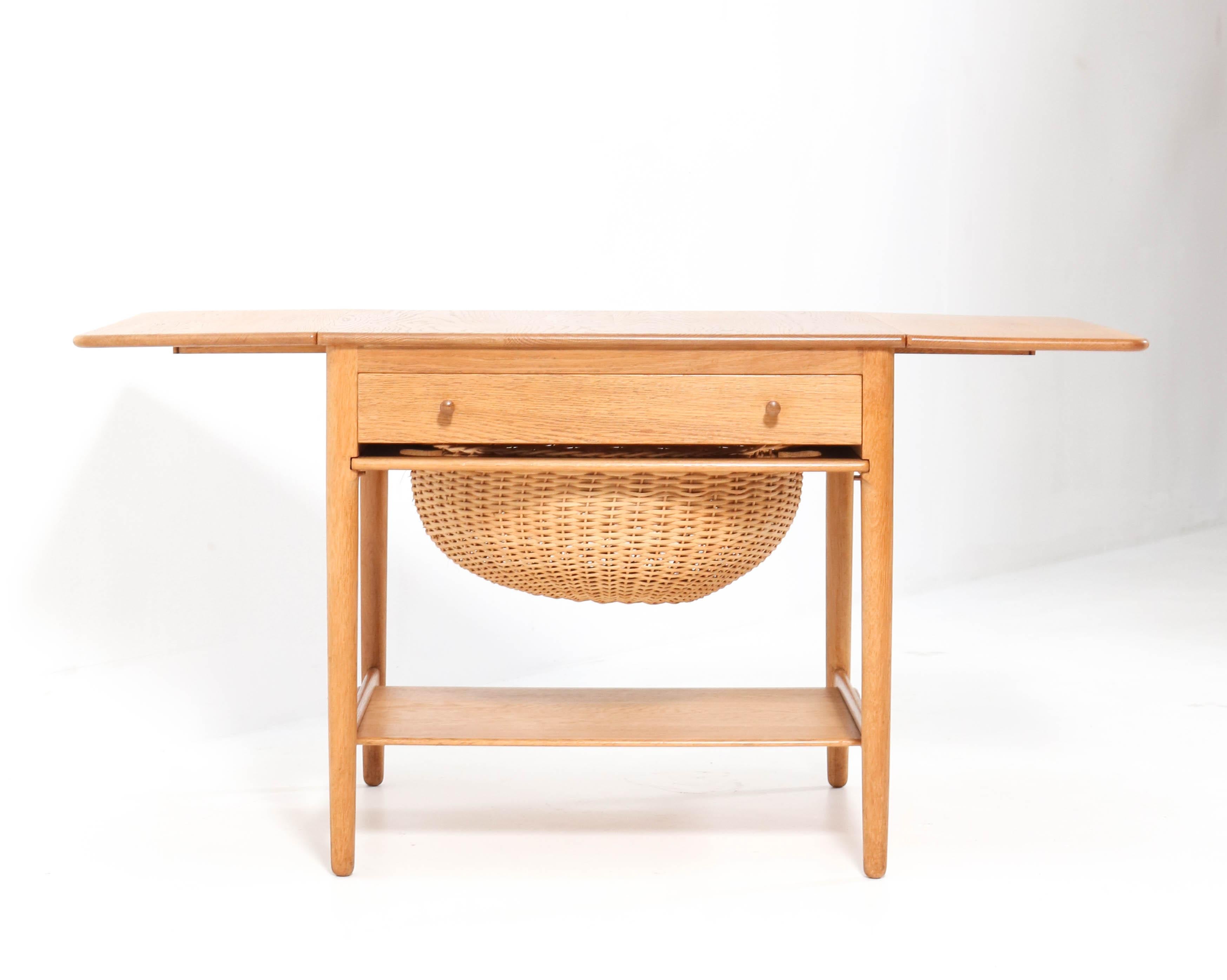 Rattan Mid-Century Modern AT-33 Sewing Table by Hans J. Wegner for Andreas Tuck, 1950s