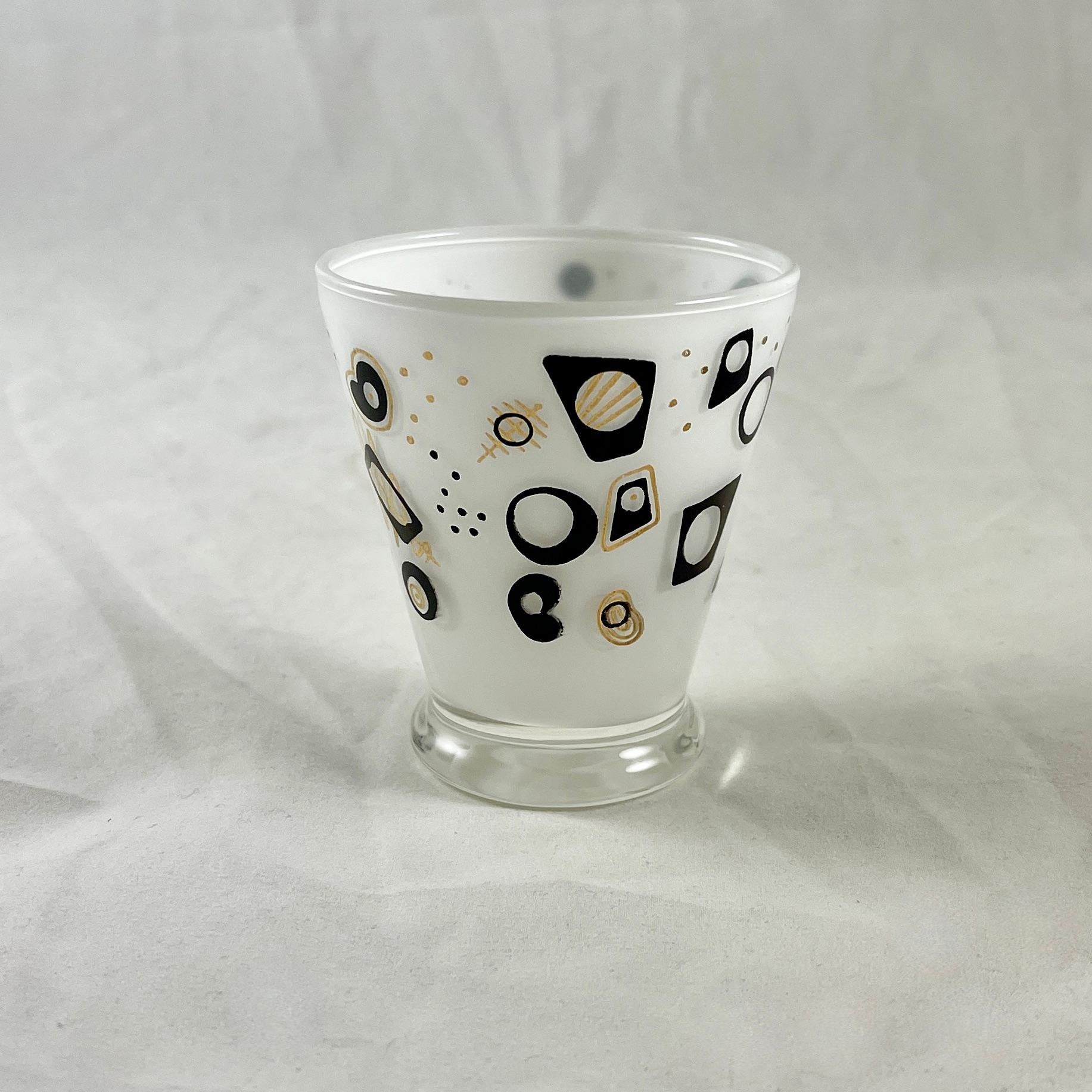 American Mid-Century Modern Atomic Age Pattern Rocks Glasses, Set of 4 For Sale
