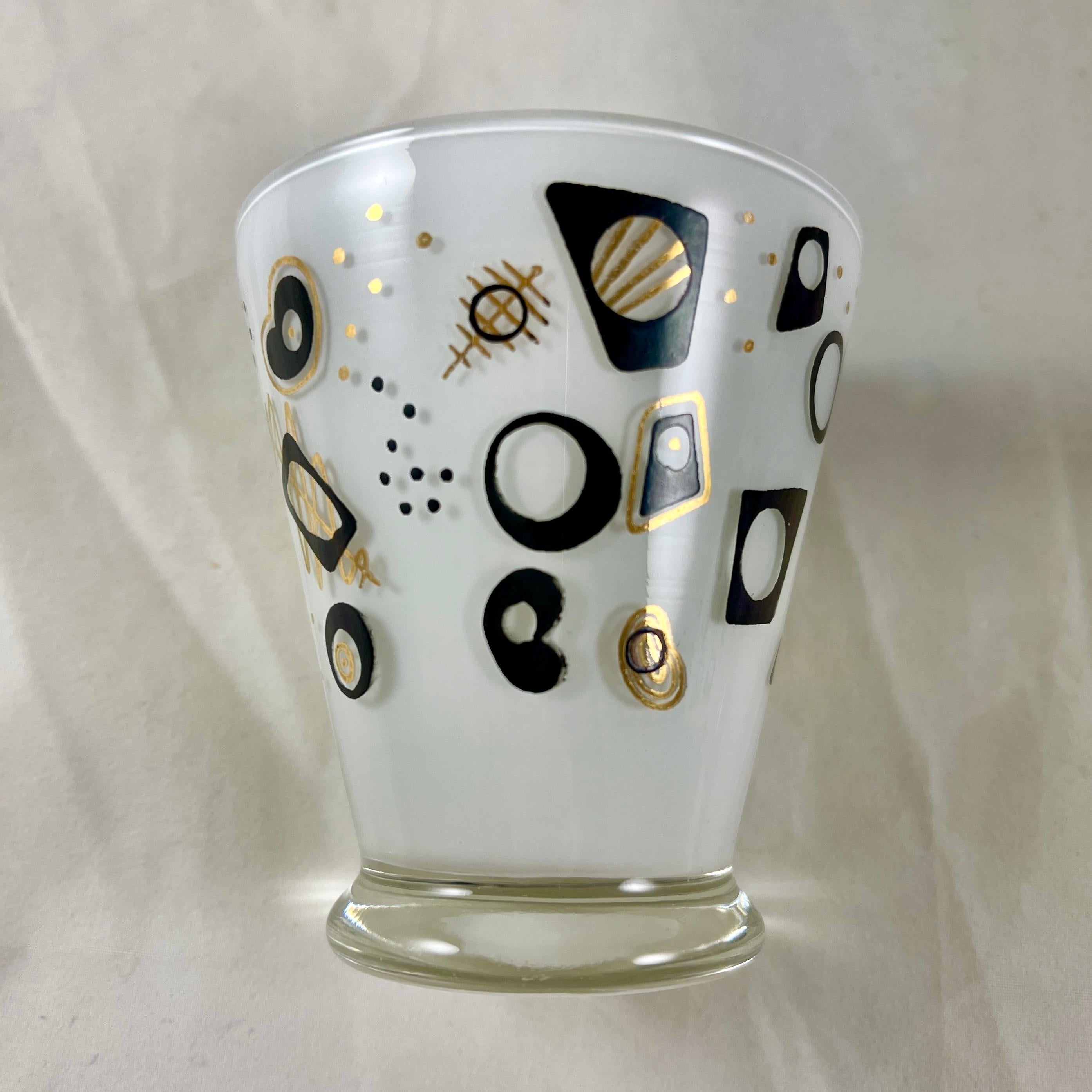 Enameled Mid-Century Modern Atomic Age Pattern Rocks Glasses, Set of 4