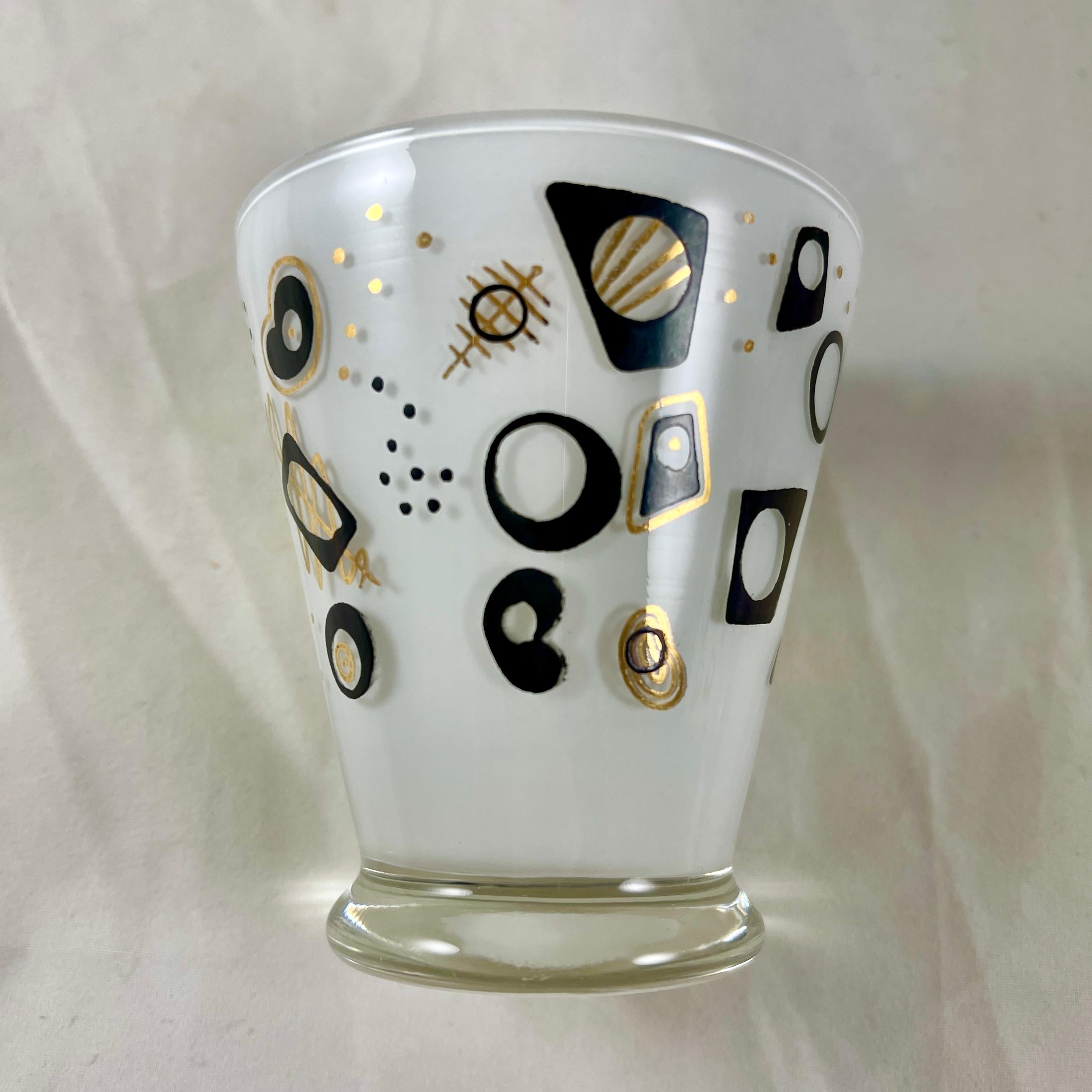 Enameled Mid-Century Modern Atomic Age Pattern Rocks Glasses, Set of 4 For Sale