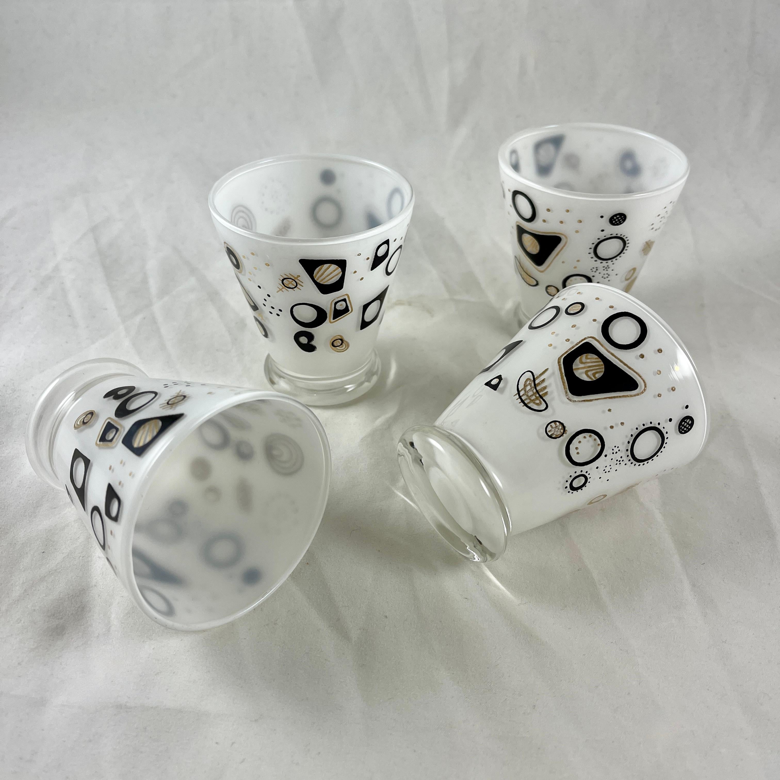 Mid-Century Modern Atomic Age Pattern Rocks Glasses, Set of 4 For Sale 1