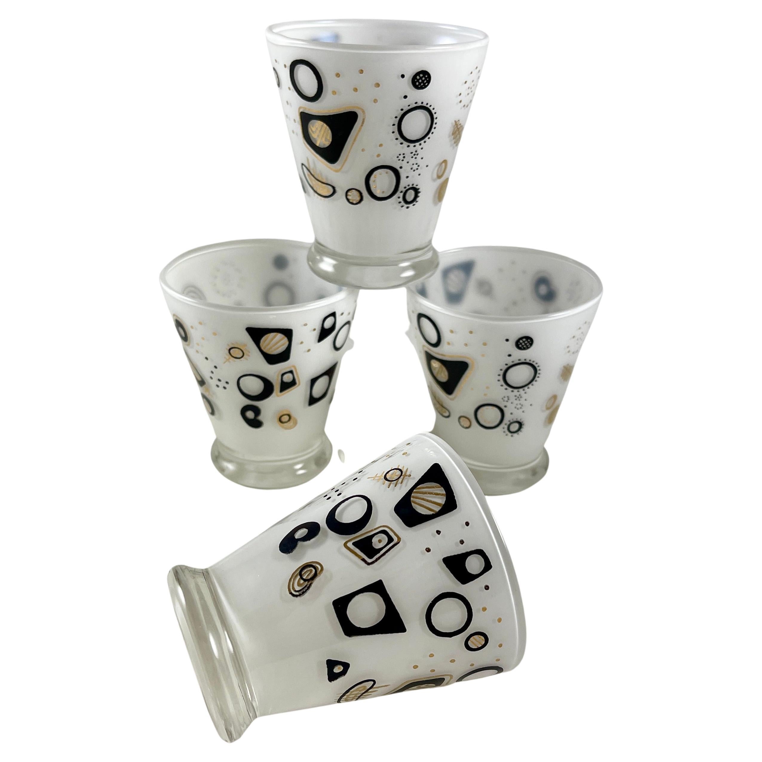 Mid-Century Modern Atomic Age Pattern Rocks Glasses, Set of 4 For Sale