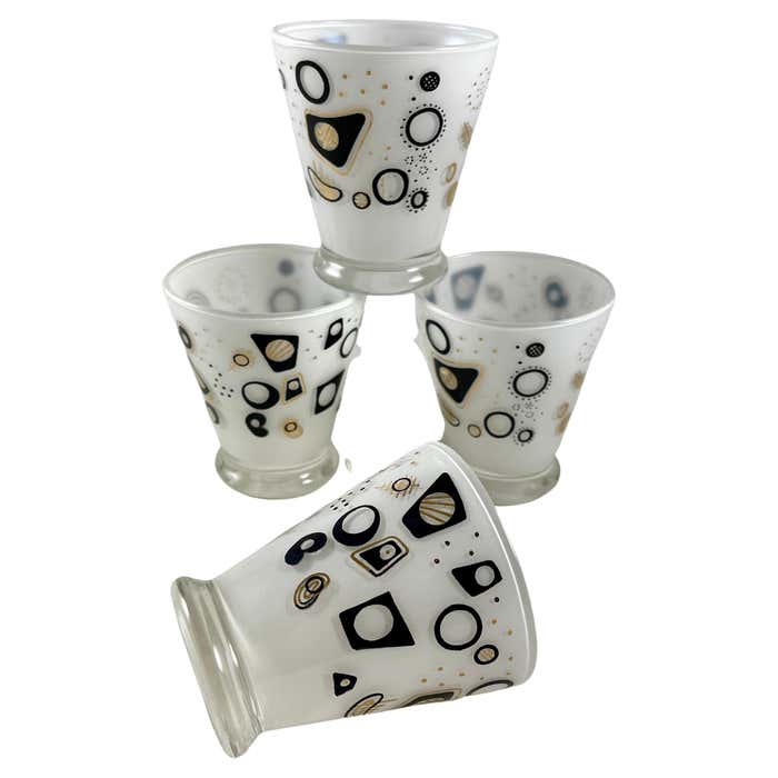Mid-Century Modern Atomic Age Pattern Rocks Glasses, Set of 4 For Sale ...