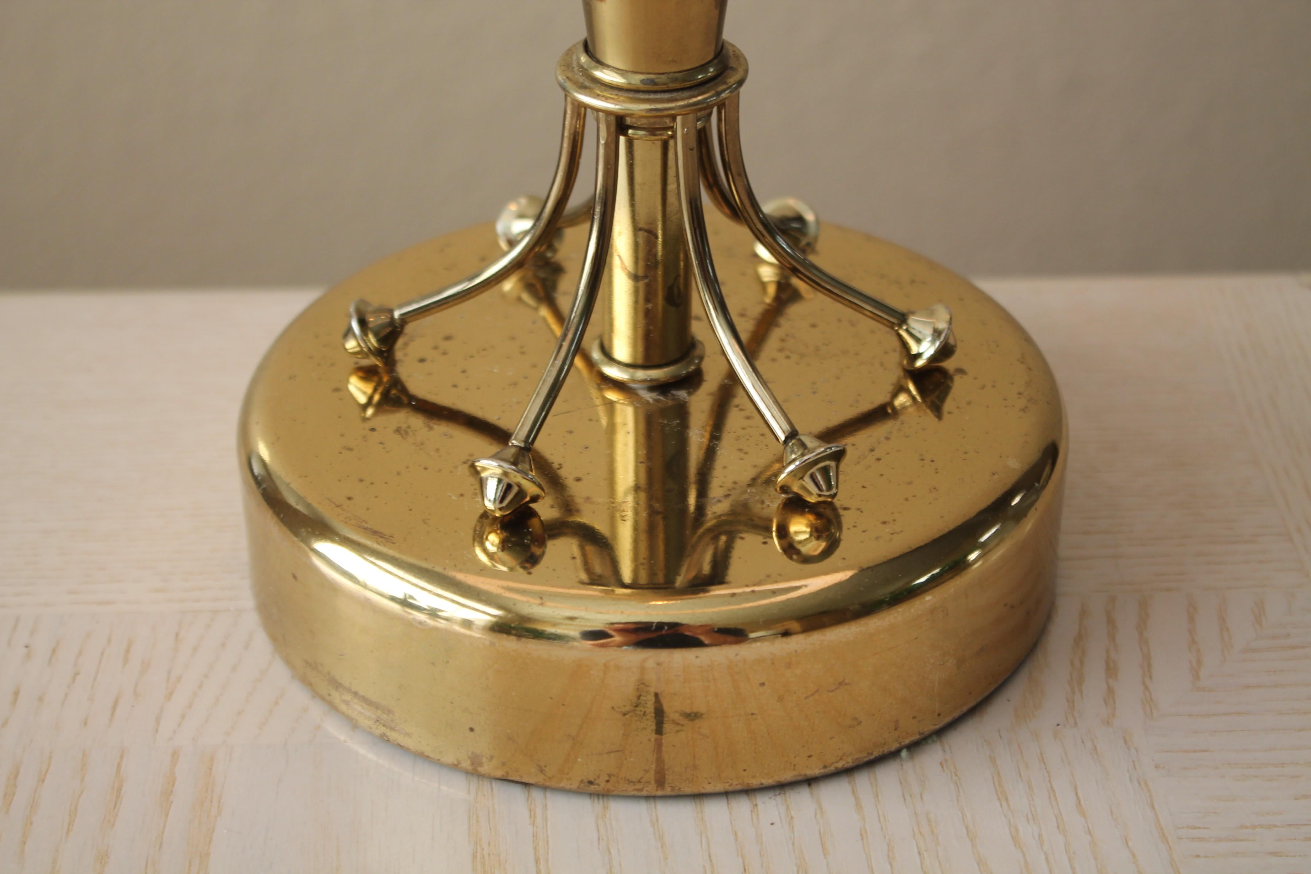 American Mid Century Modern Atomic Brass Rocket Table Lamp 1950s Sputnik Torpedo Shape For Sale