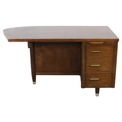 Retro Mid-Century Modern Atomic Curved Walnut Desk