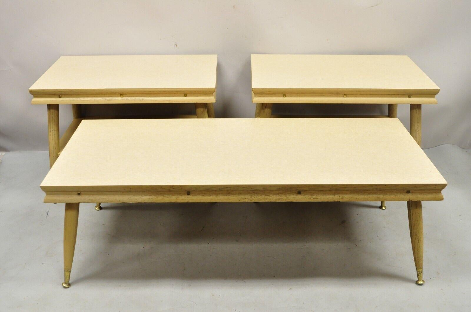 Mid-Century Modern Atomic Era Laminate & Wood Coffee Table Set, 3 Pc Set For Sale 5
