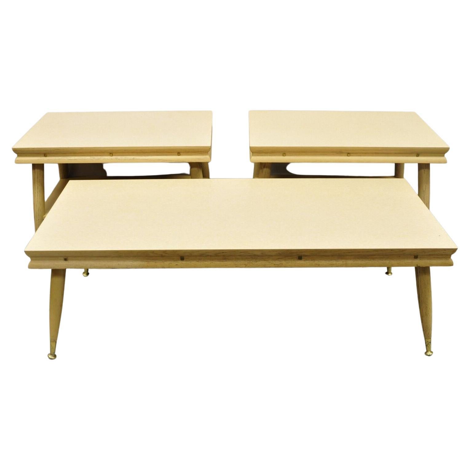 Mid-Century Modern Atomic Era Laminate & Wood Coffee Table Set, 3 Pc Set For Sale