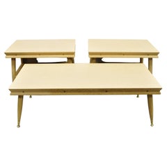 Mid-Century Modern Atomic Era Laminate & Wood Coffee Table Set, 3 Pc Set