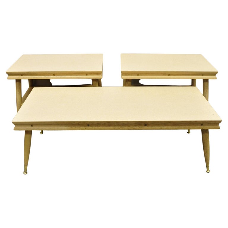 MidCentury Modern Atomic Era Laminate and Wood Coffee Table Set, 3 Pc