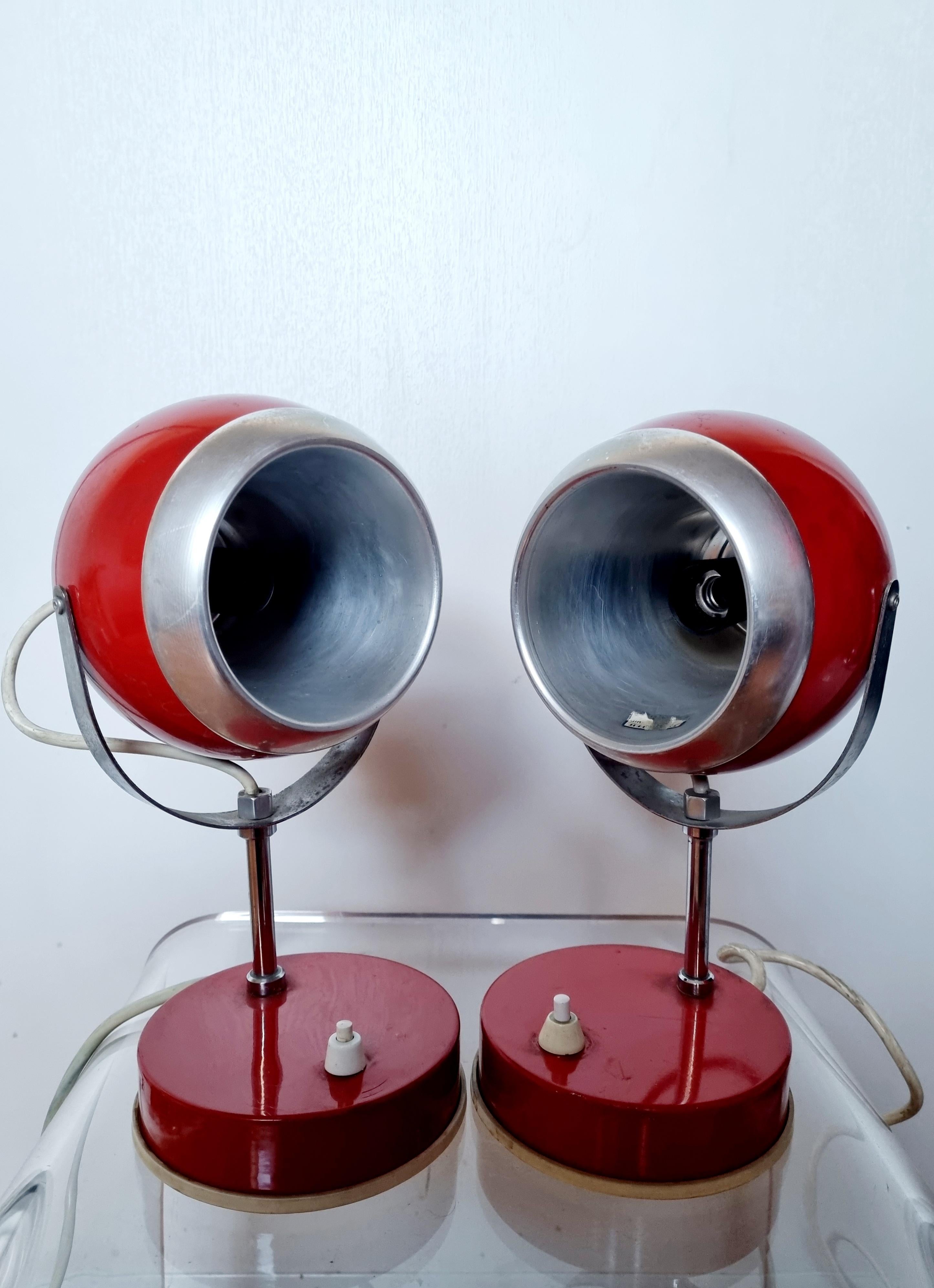 Mid Century Modern Atomic Eyeball Table Lamps by Sijaj Hrastnik, 70s, Pair For Sale 3