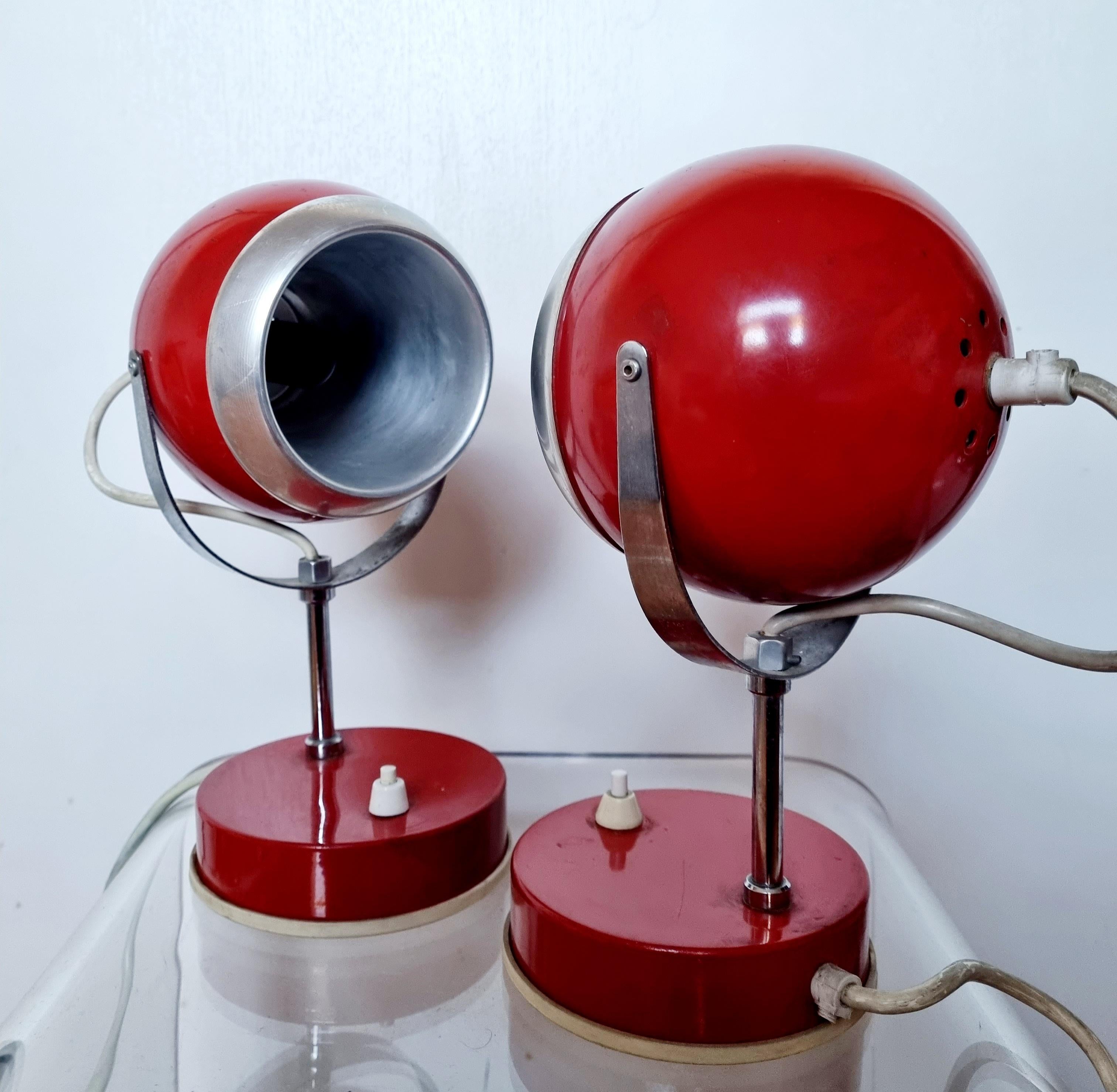 Mid Century Modern Atomic Eyeball Table Lamps by Sijaj Hrastnik, 70s, Pair For Sale 4