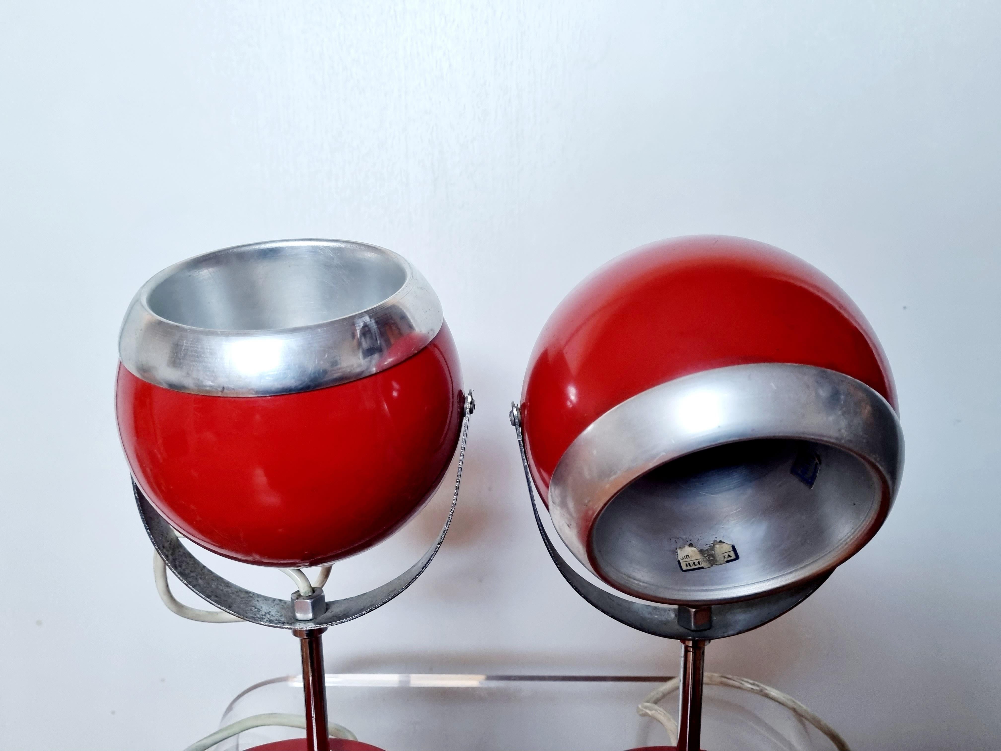 Space Age Mid Century Modern Atomic Eyeball Table Lamps by Sijaj Hrastnik, 70s, Pair For Sale