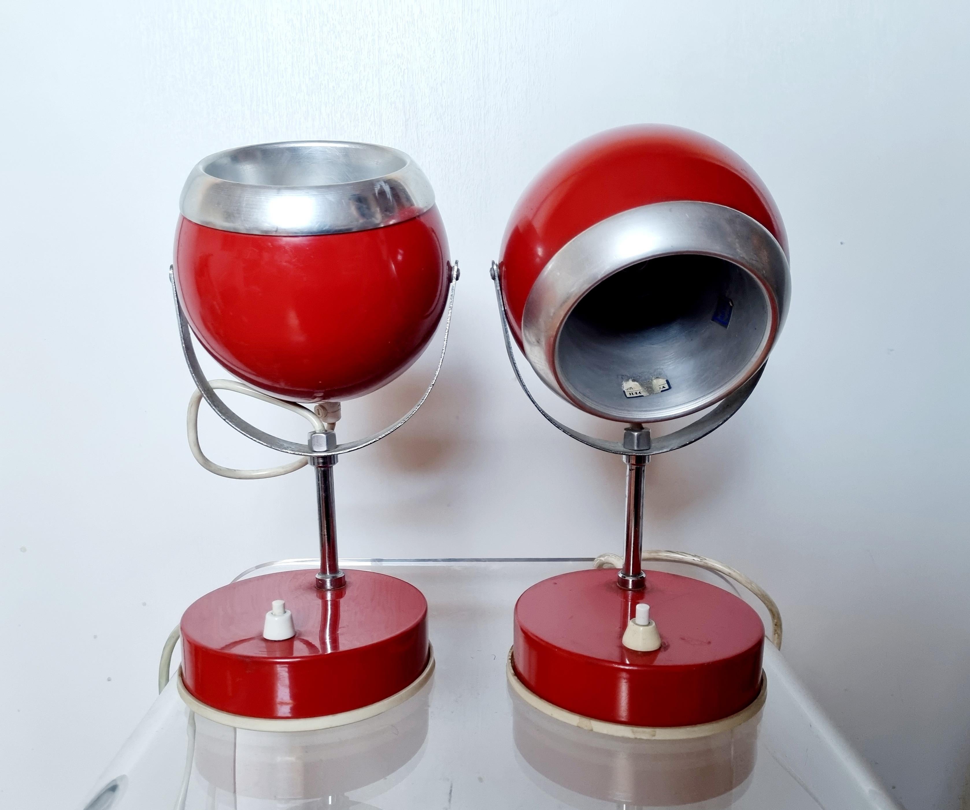 Slovenian Mid Century Modern Atomic Eyeball Table Lamps by Sijaj Hrastnik, 70s, Pair For Sale