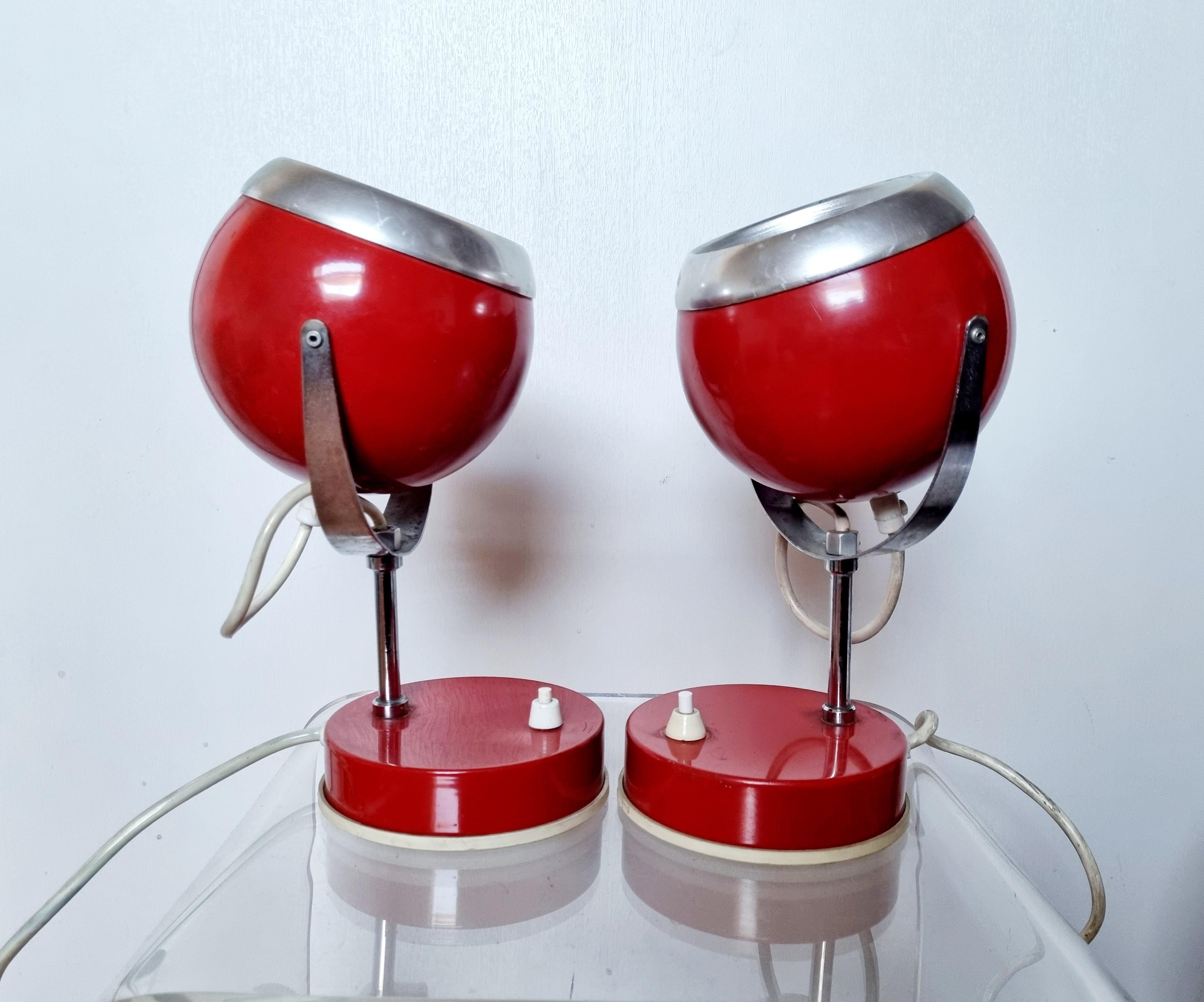 Mid Century Modern Atomic Eyeball Table Lamps by Sijaj Hrastnik, 70s, Pair In Good Condition For Sale In Lucija, SI
