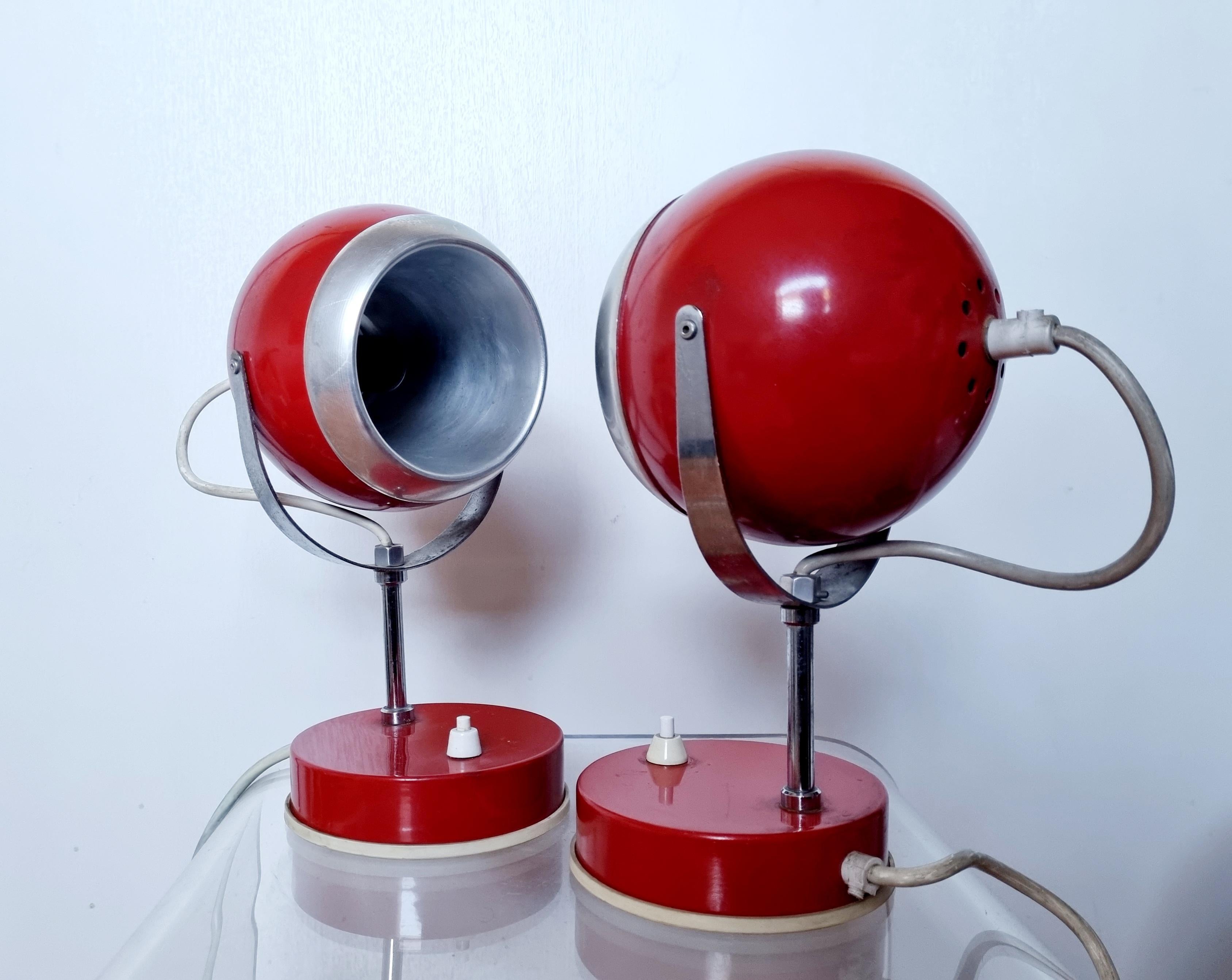 Late 20th Century Mid Century Modern Atomic Eyeball Table Lamps by Sijaj Hrastnik, 70s, Pair For Sale