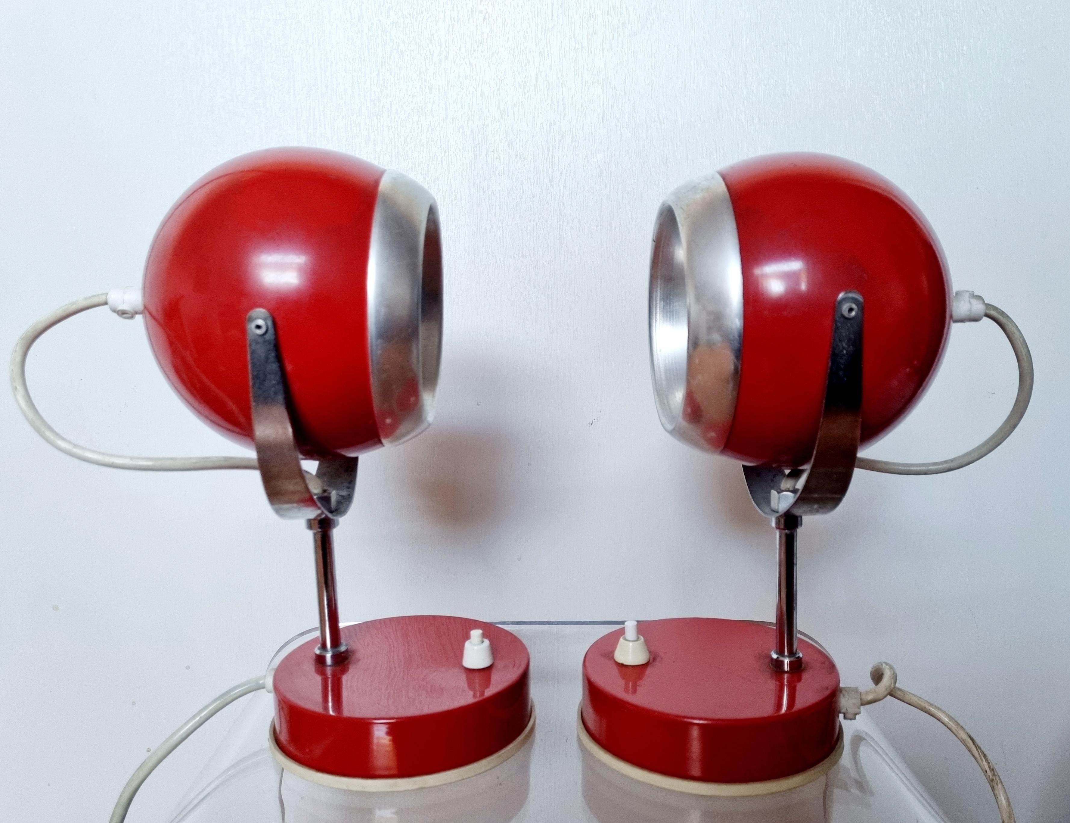 Mid Century Modern Atomic Eyeball Table Lamps by Sijaj Hrastnik, 70s, Pair For Sale 1