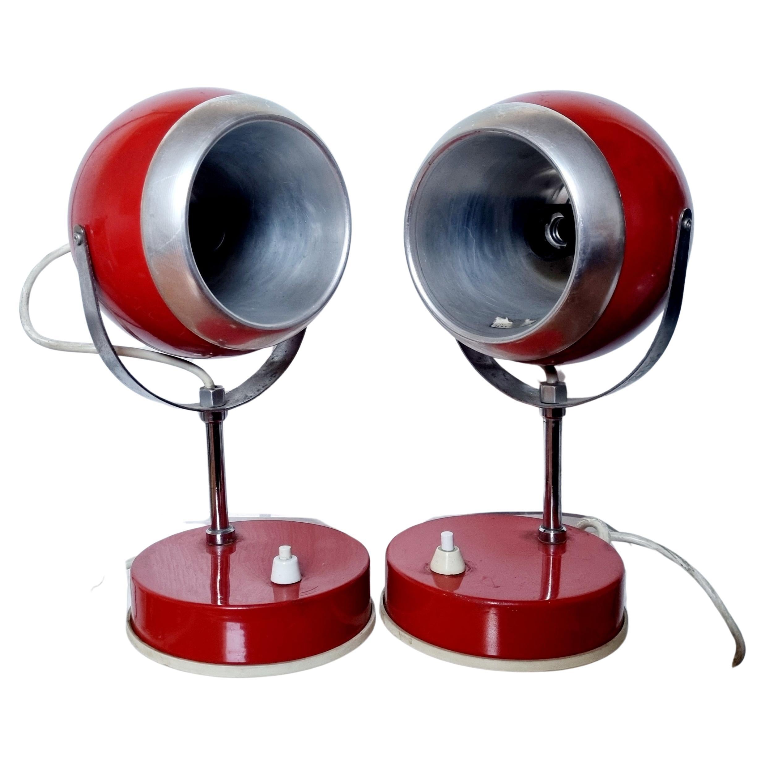 Mid Century Modern Atomic Eyeball Table Lamps by Sijaj Hrastnik, 70s, Pair For Sale