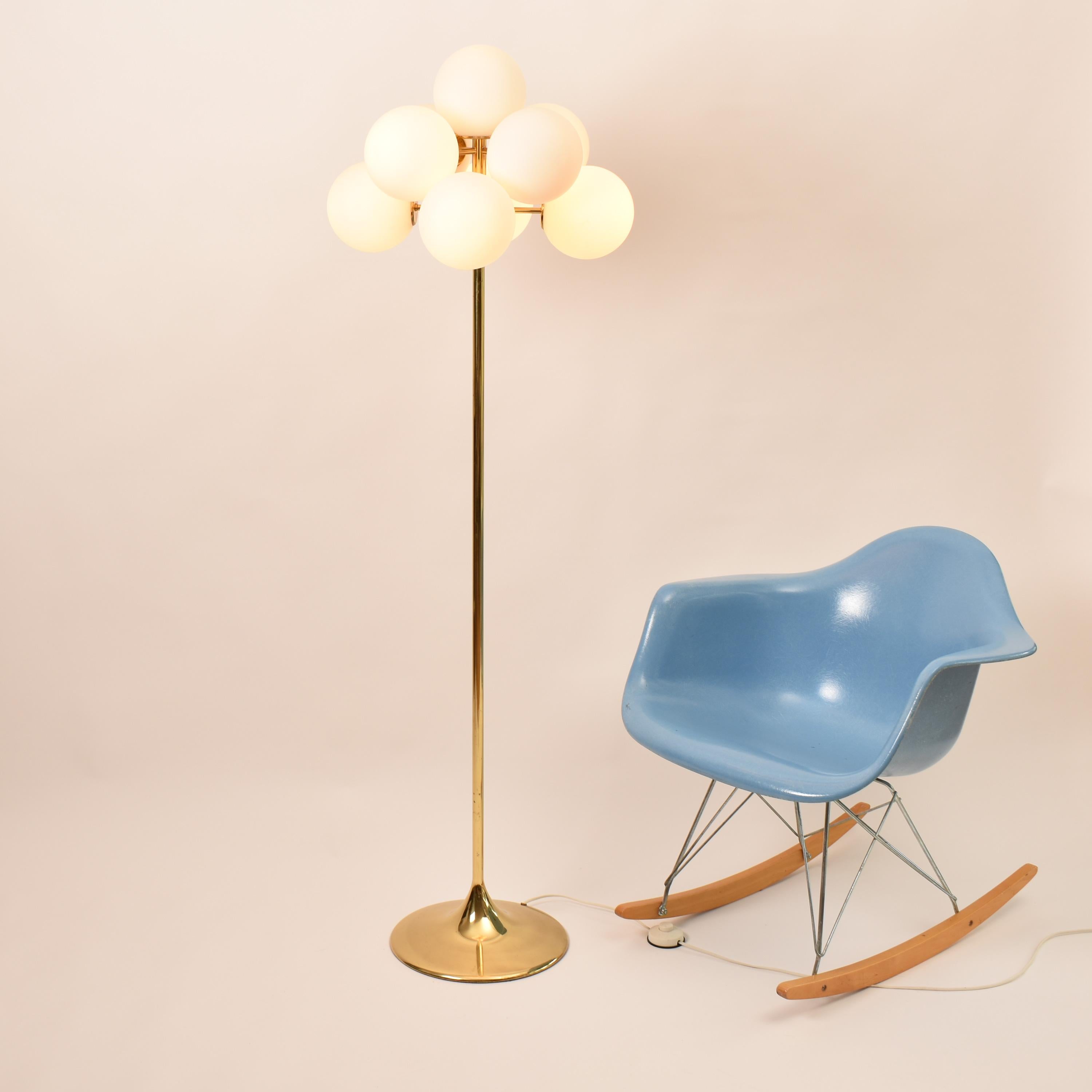 Mid-Century Modern Atomic Floor Lamp Gold and White By E.R. Nele for Temde 1960 5