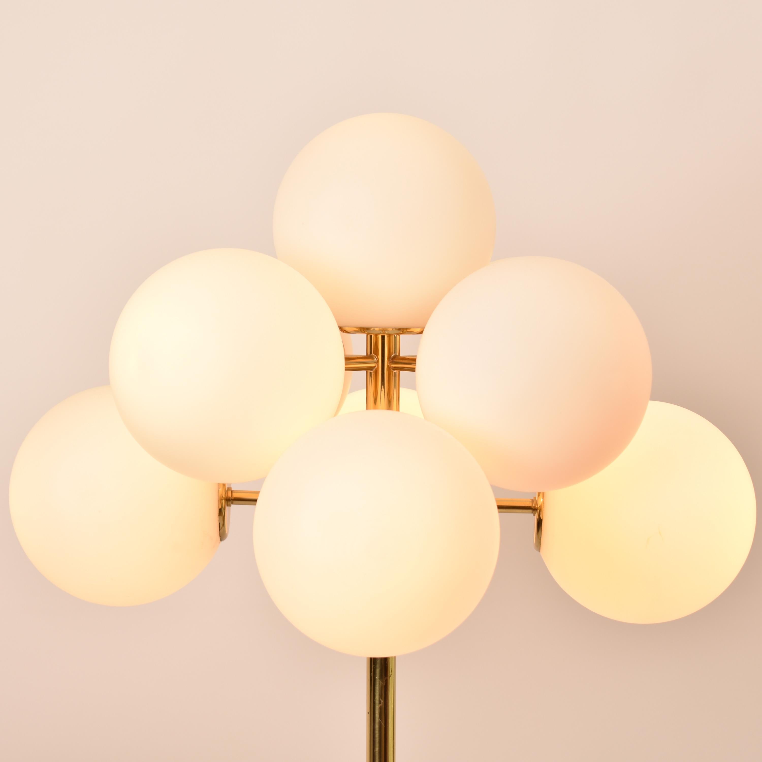 Mid-20th Century Mid-Century Modern Atomic Floor Lamp Gold and White By E.R. Nele for Temde 1960
