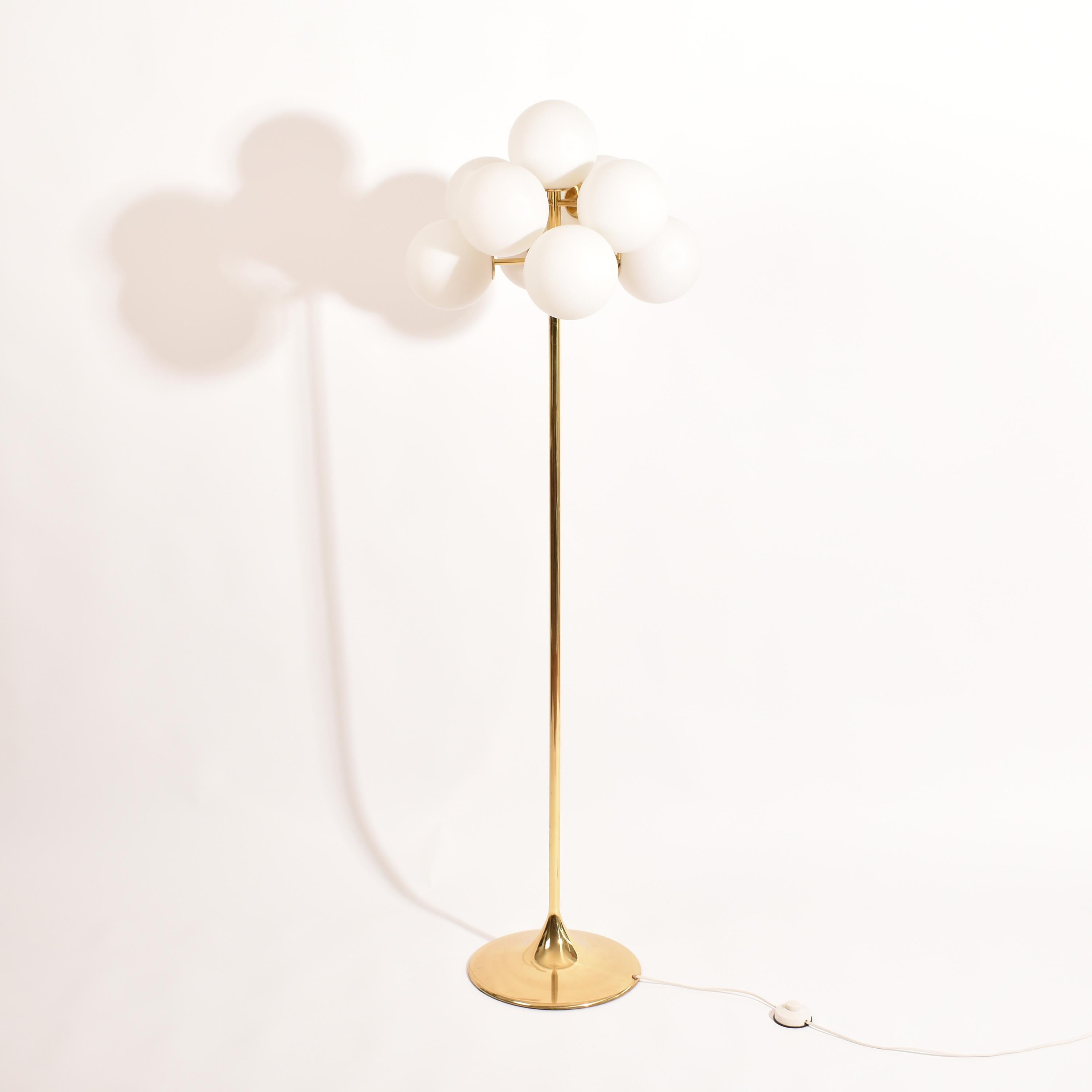 Brass Mid-Century Modern Atomic Floor Lamp Gold and White By E.R. Nele for Temde 1960