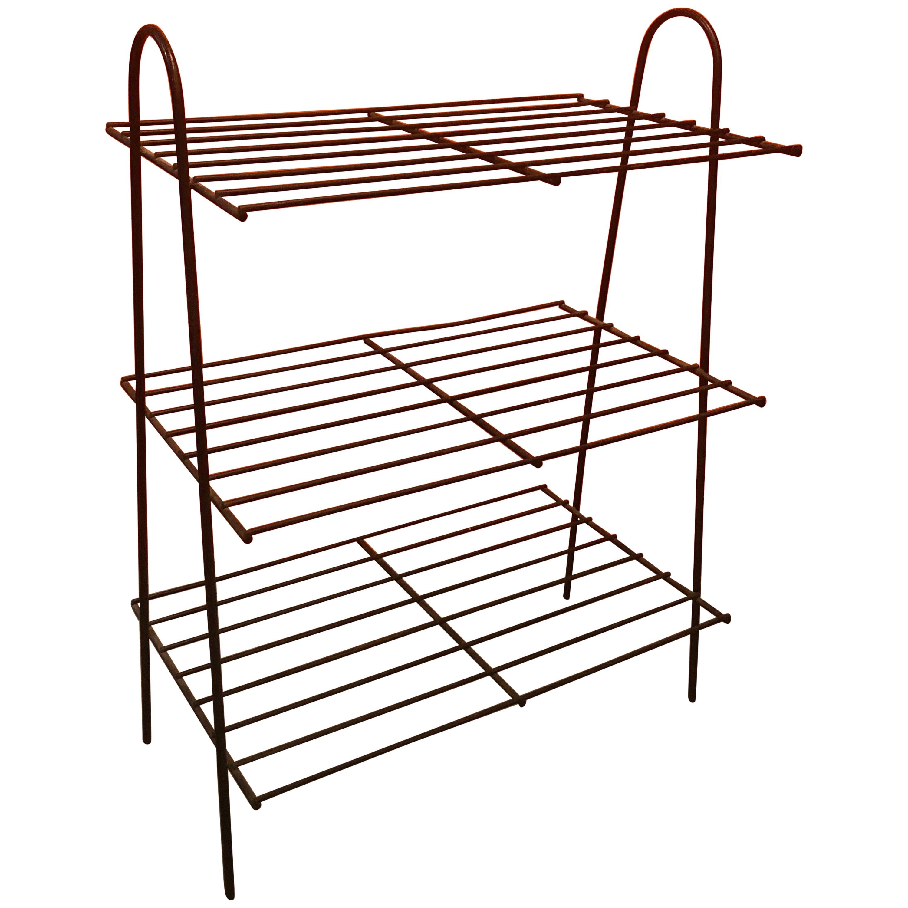 Mid-Century Modern Atomic Iron Wire Book Shelf or Rack For Sale