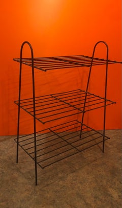 Mid-Century Modern Atomic Iron Wire Book Shelf or Rack