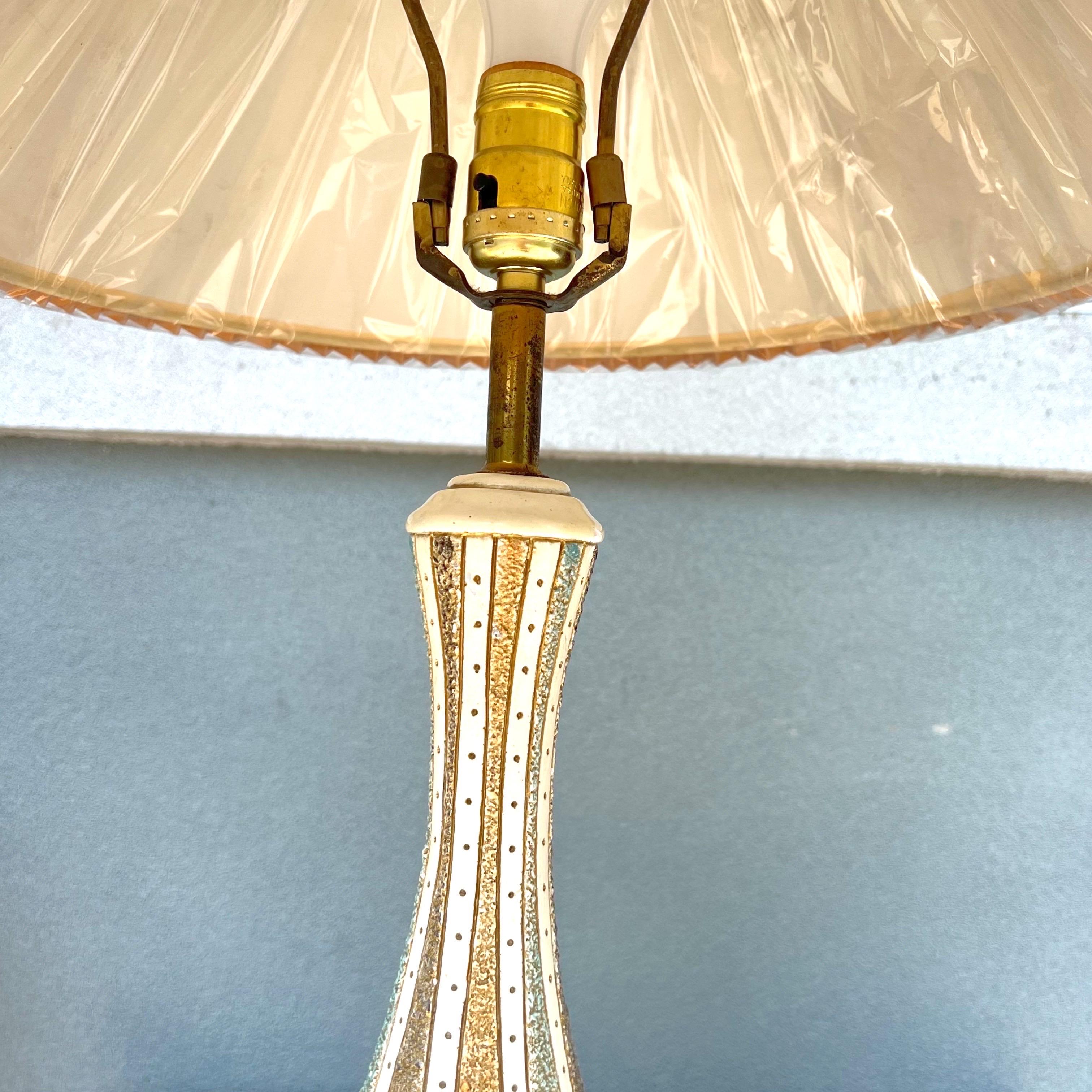 American Mid-Century Modern Atomic Lamp With Pleated Shade For Sale