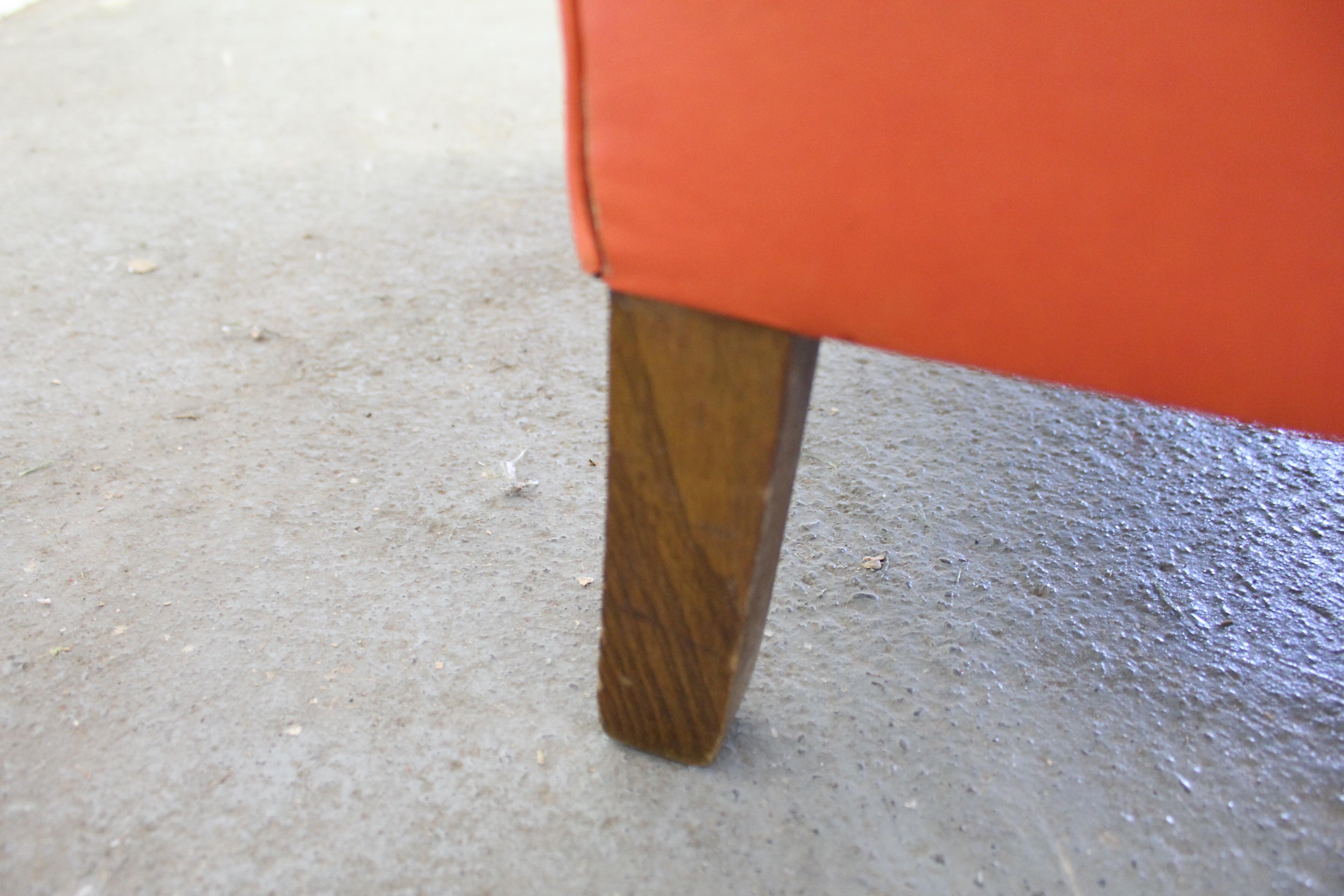 American Mid-Century Modern Atomic Orange Club Chair on Pencil Legs For Sale