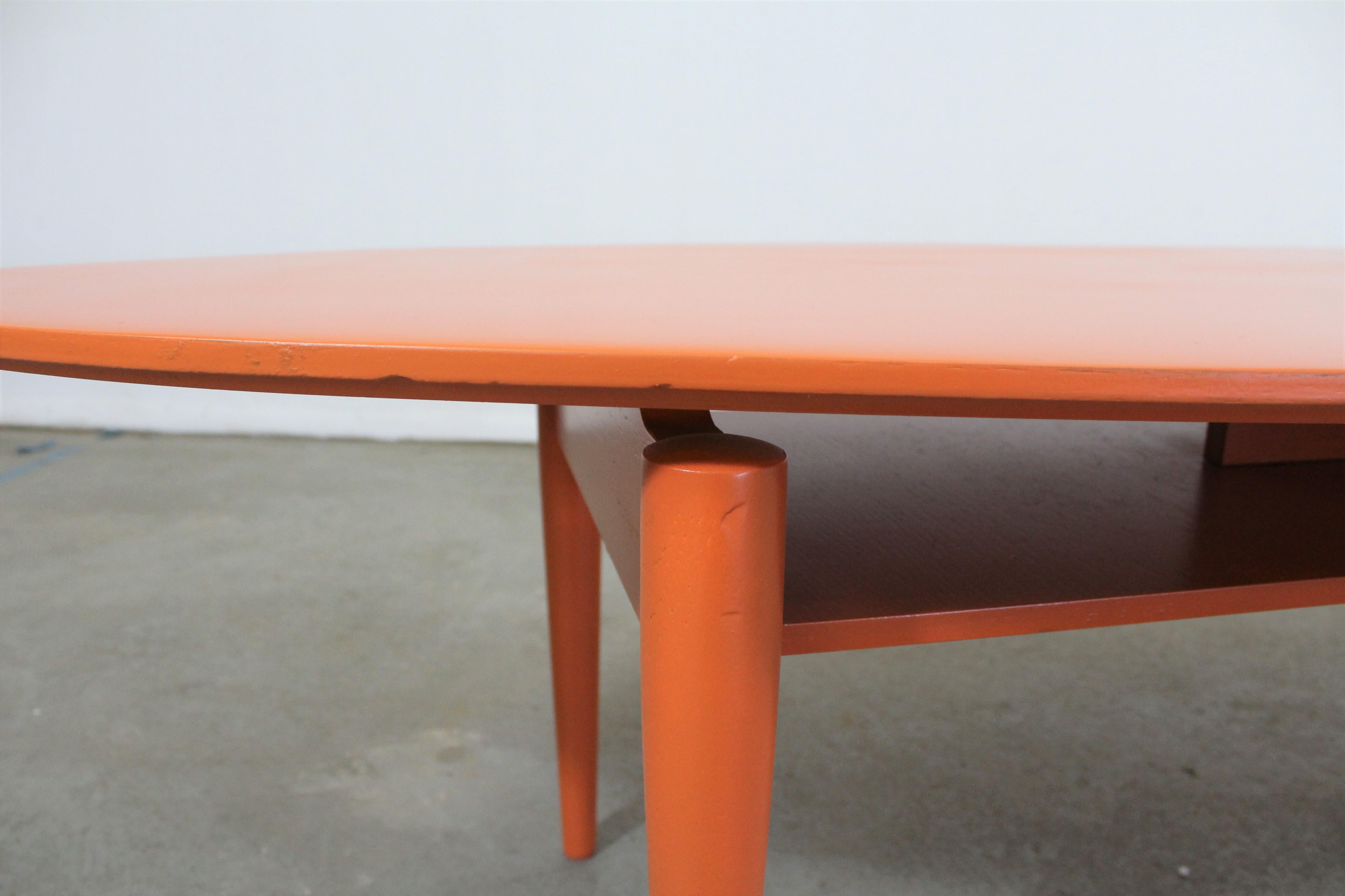 Mid-20th Century Mid-Century Modern Atomic Orange Elliptical Coffee Table