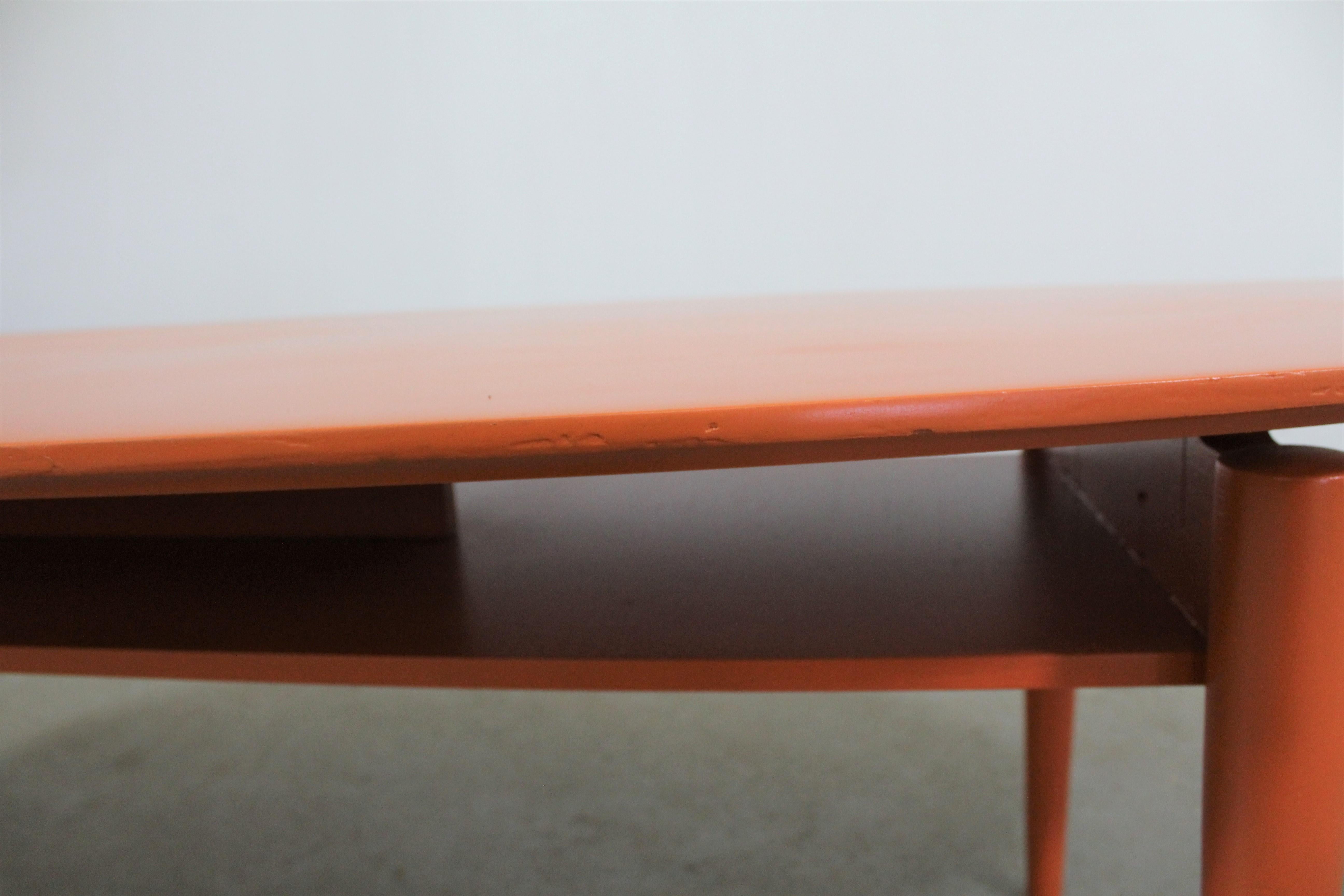 Mid-Century Modern Atomic Orange Elliptical Coffee Table 1